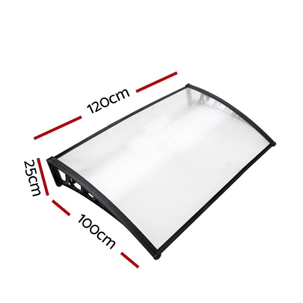 2 Instahut Window Door Awning 1mx1.2m Transparent - Clear, 2 of 7