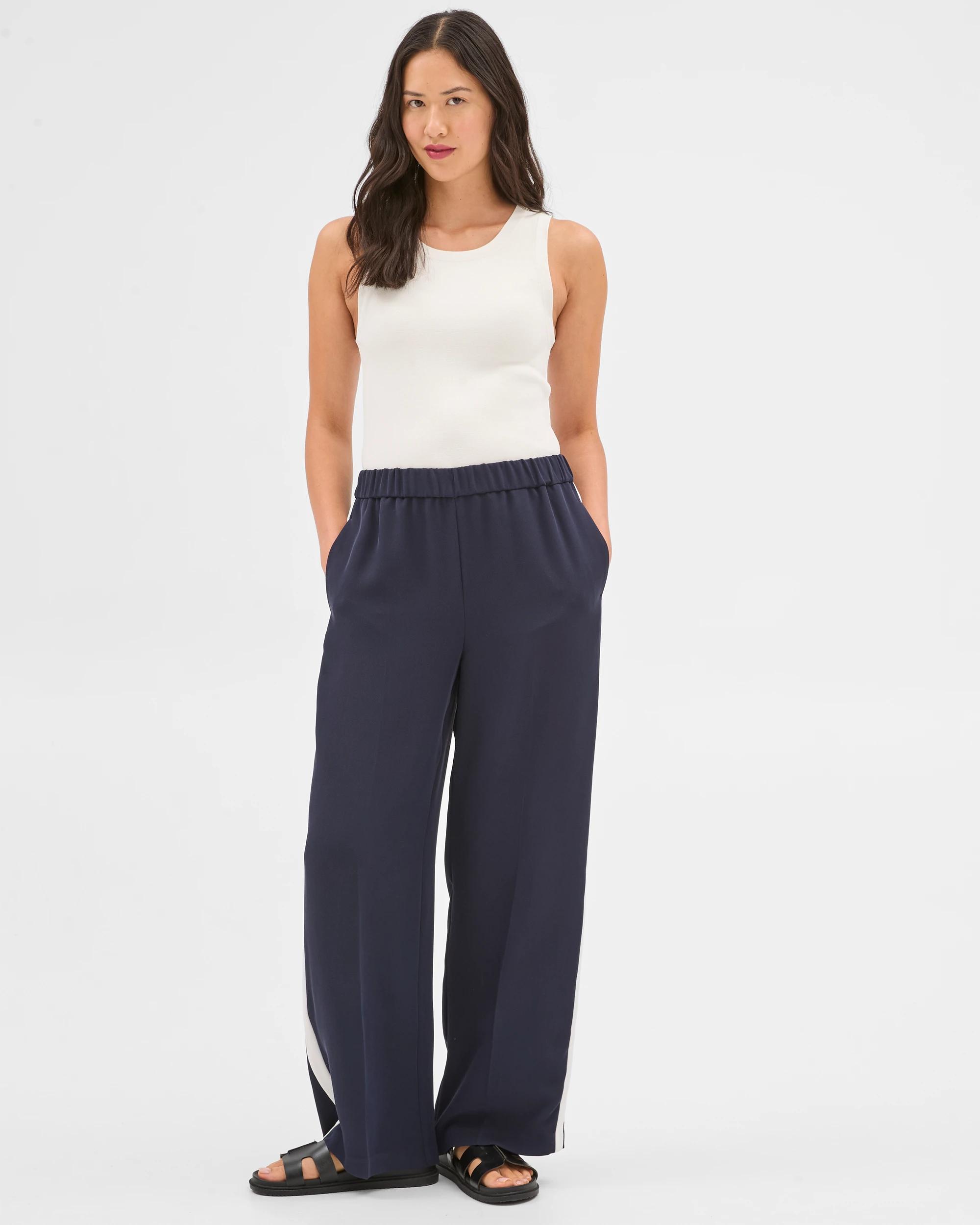 4 Relaxed Side Stripe Wide Leg Pants - Preview NAVY BLUE, 4 of 6