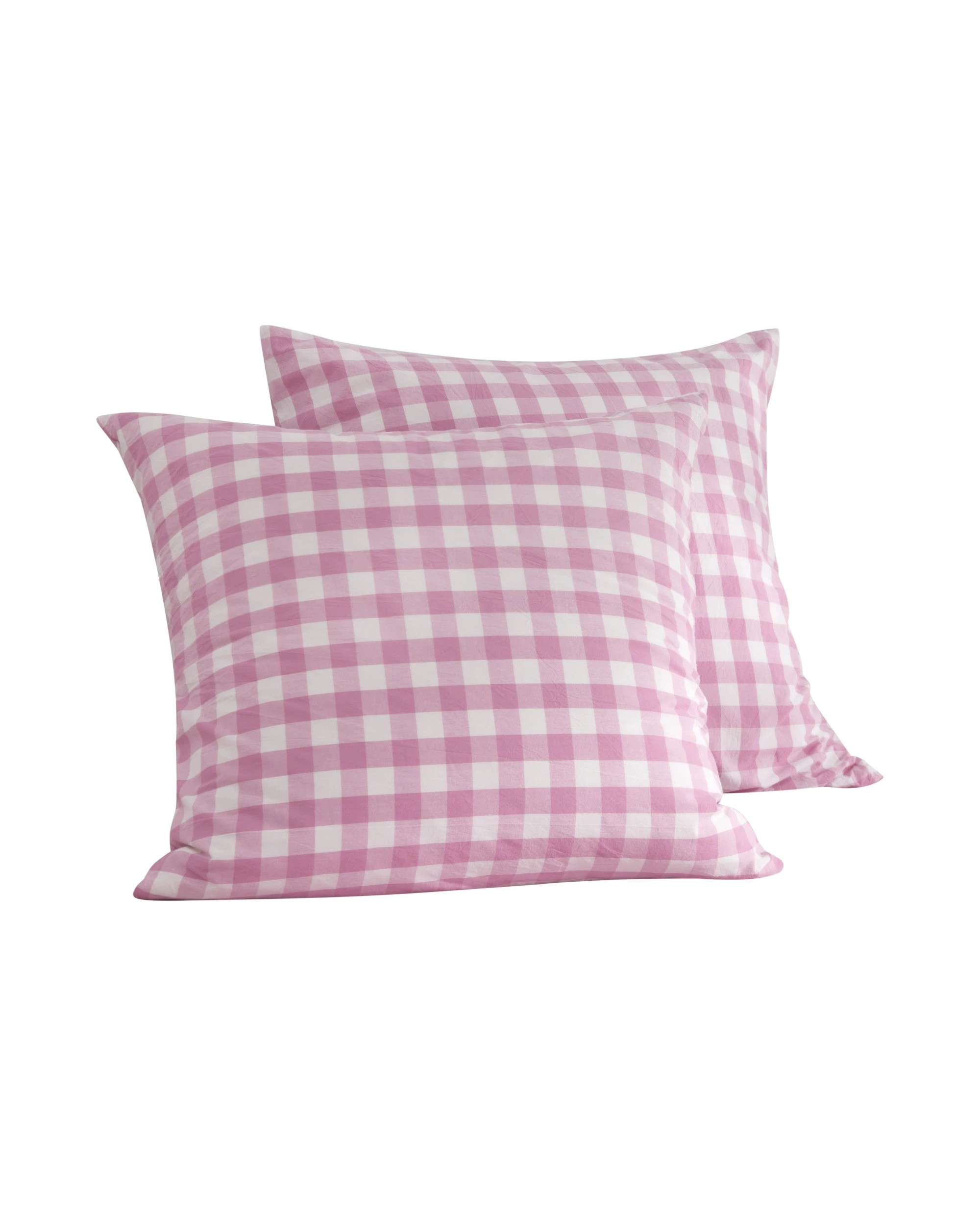 5 Dreamaker Twin Pack Lola Yarn Dyed Washed Cotton Gingham Euro Pillowcase - Pearl Pink, 5 of 5