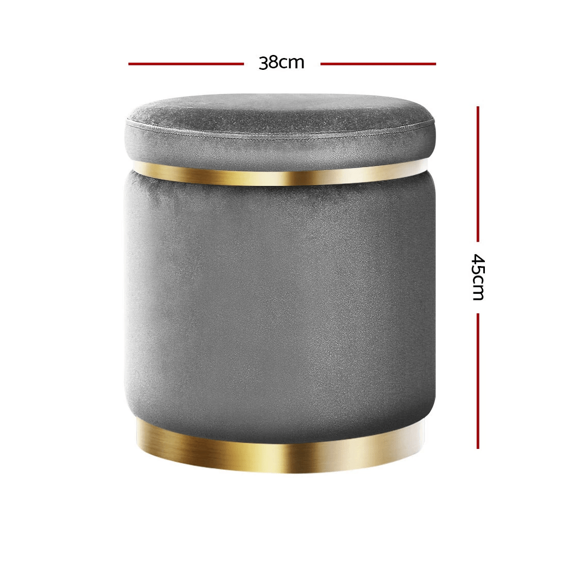 2 Artiss Ottoman Foot Stool Round Velvet - Black, 2 of 7