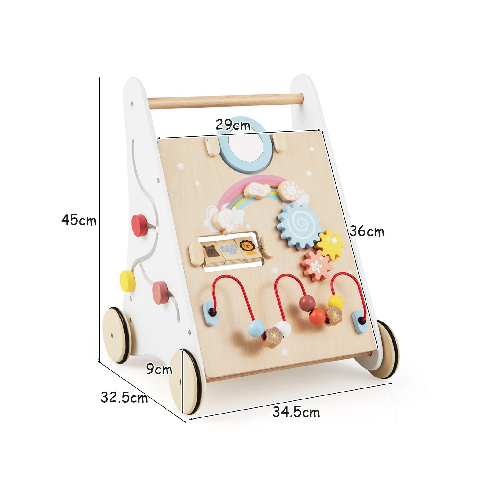 5 Costway 7-in-1 Activity Walker Wood Push Pull Cart, 5 of 5