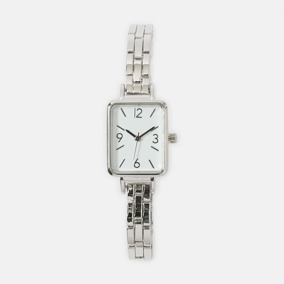 1 Metal Rectangle Watch - Silver Tone Silver, 1 of 6