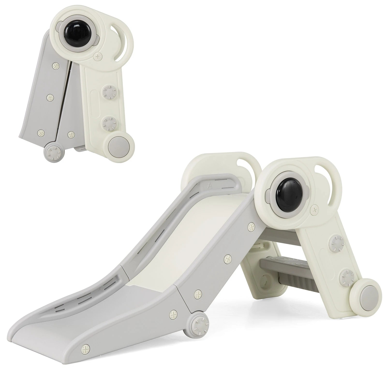 1 Costway 2-in-1 Foldable Slide w/Climber Indoor Playground Climb Playset - Grey, 1 of 1