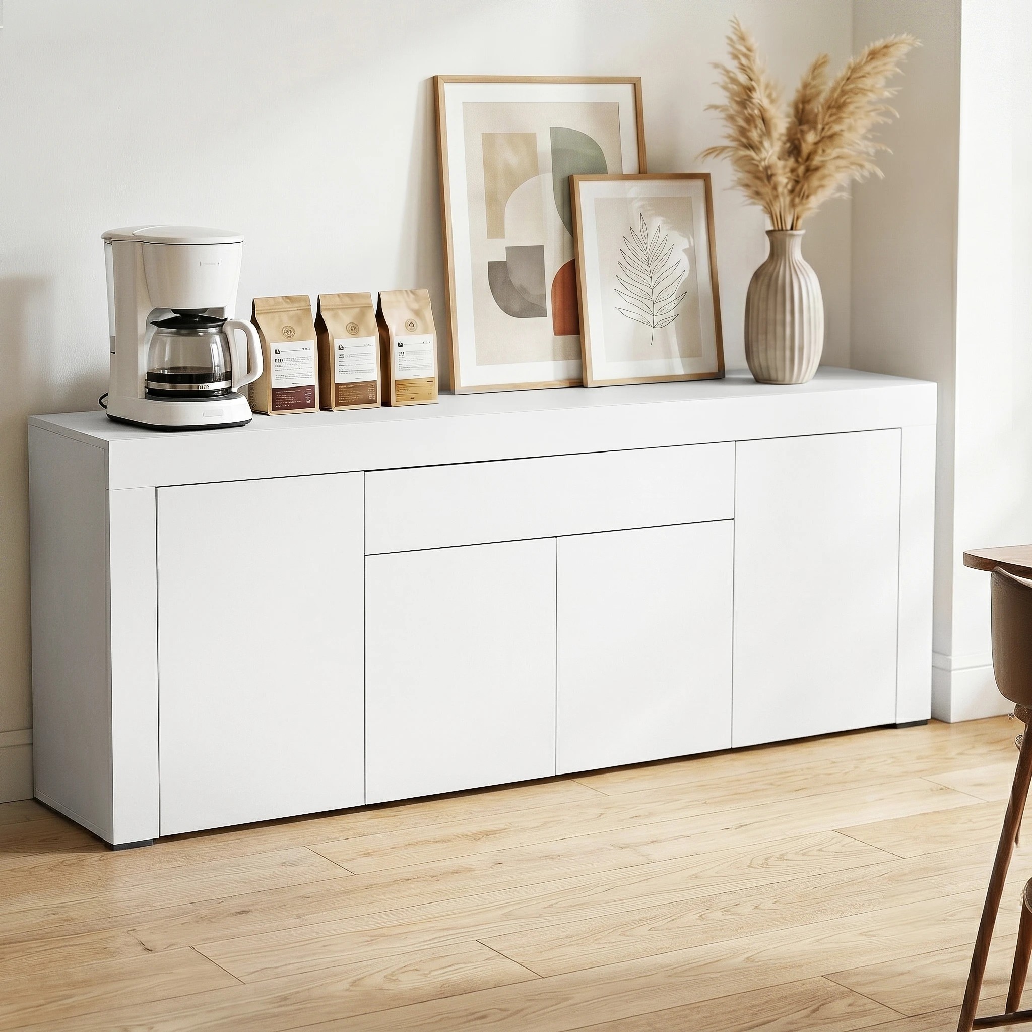 9 Artiss Buffet Unit Cabinet Sideboard 180CM - DANA - White - White, 9 of 9