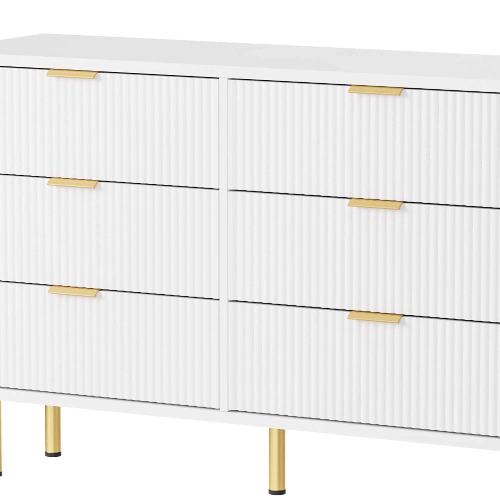 6 Levede Chest of 6 Drawers Storage Cabinet Hallway Tower Dresser Tallboy White, 6 of 10