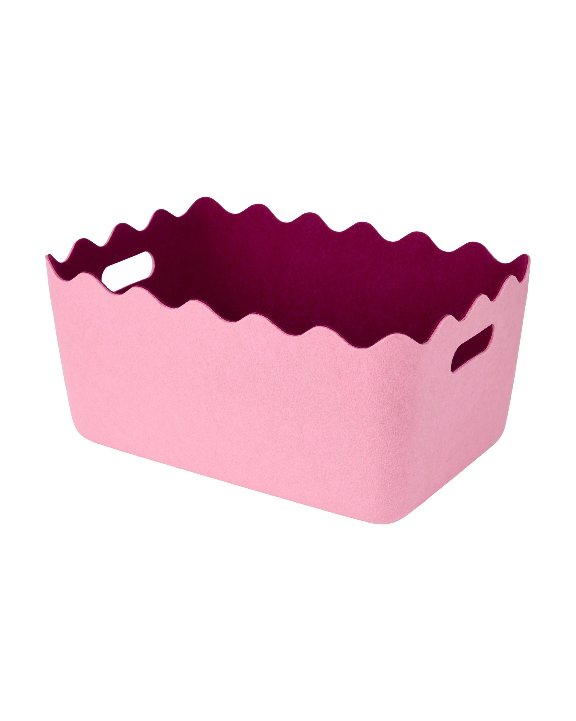 1 Two Tone Wave Felt Basket - Pink and Burgundy, 1 of 5