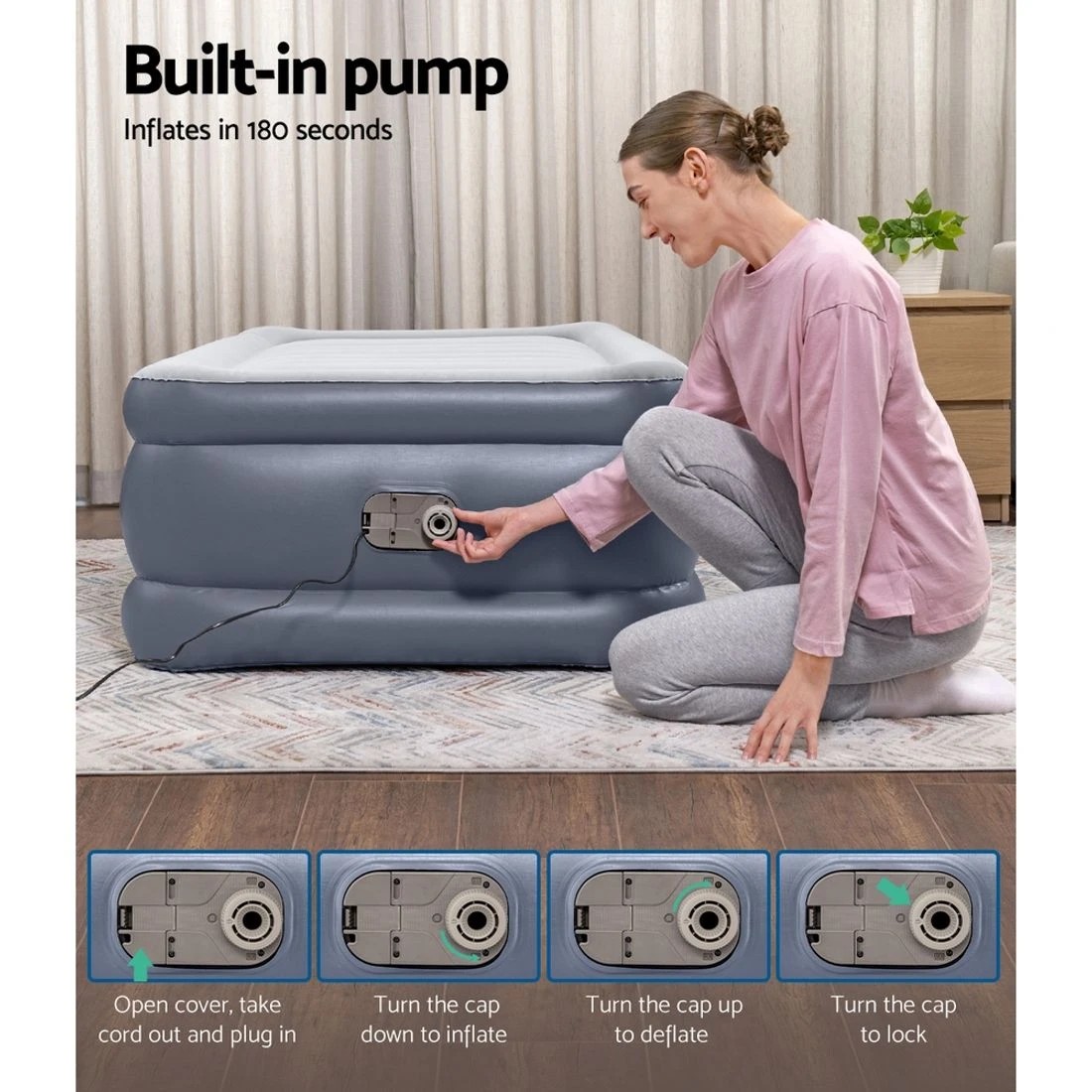 5 Bestway Air Mattress Single Inflatable Bed 51cm Airbed - Single Bed - Grey, 5 of 5