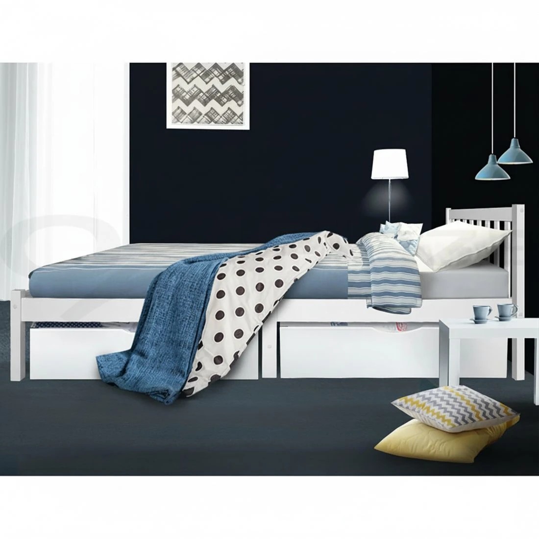 8 Artiss Bed Frame Queen Size Wooden  SOFIE - White, 8 of 10