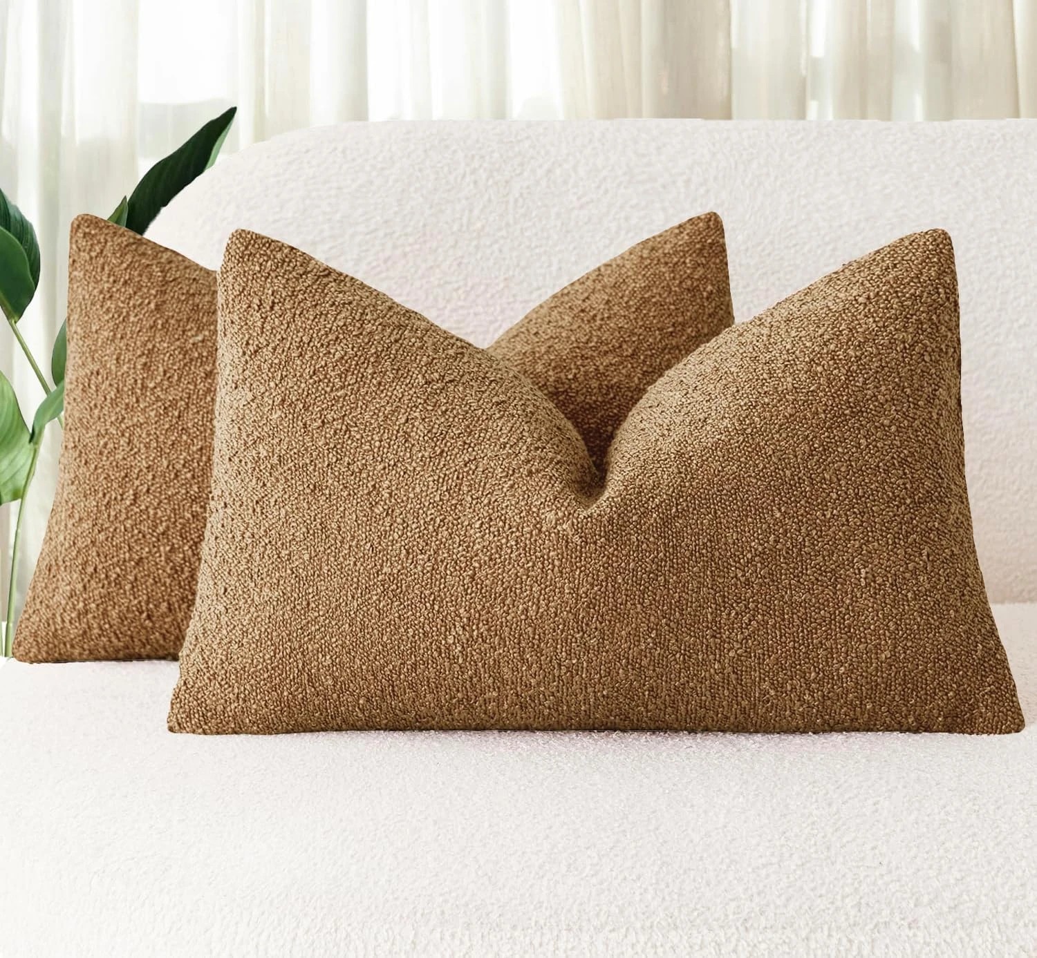 1 Gioia Casa 2-Pack Bouclé Cushion Covers 30x50cm - Caramel, 1 of 4