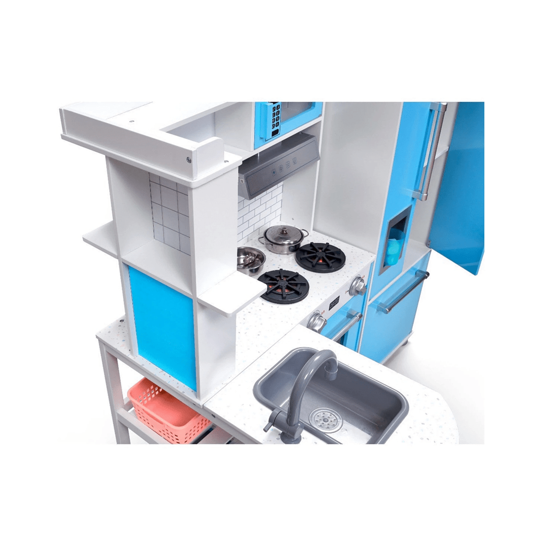 5 Plum Play Au Penne Pantry Wooden Corner Kitchen With Fridge And Accessories
 - Blue, 5 of 8