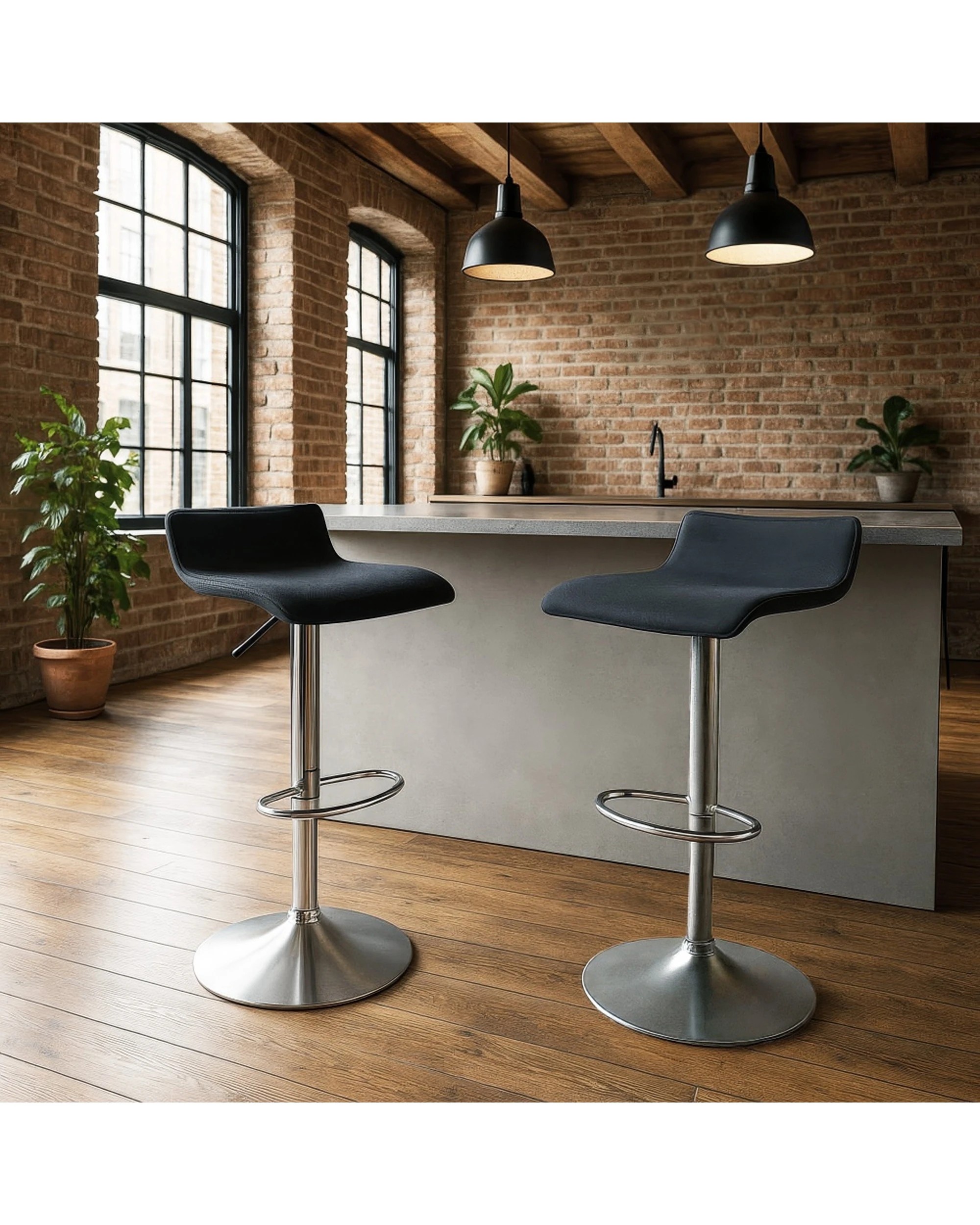 7 Urban Style 2pc Craig Bar Stool Set Gas Lift Chair Furniture Chrome - Black, 7 of 9