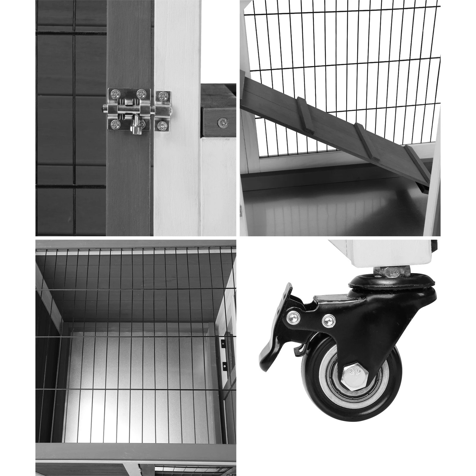 3 Alopet Rabbit Hutch Chicken Coop House Run Wooden Pet Cage Wheels Guinea Pig Bun - Natural, 3 of 10