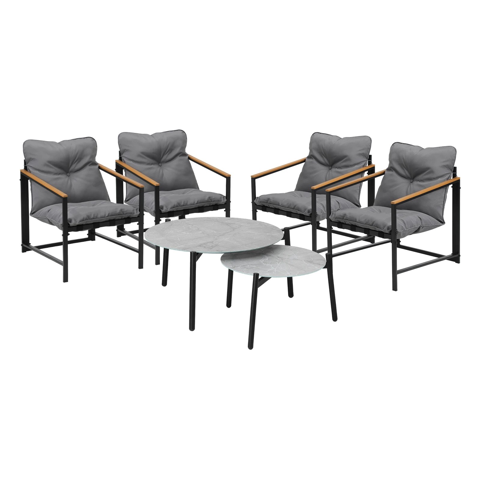 1 Livsip 6pc Outdoor Patio Furniture Set 70cm Round Marble Table Sets
 - Multi, 1 of 10