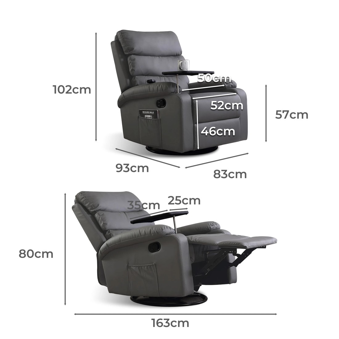3 Levede Heated Massage Chair - Grey, 3 of 6
