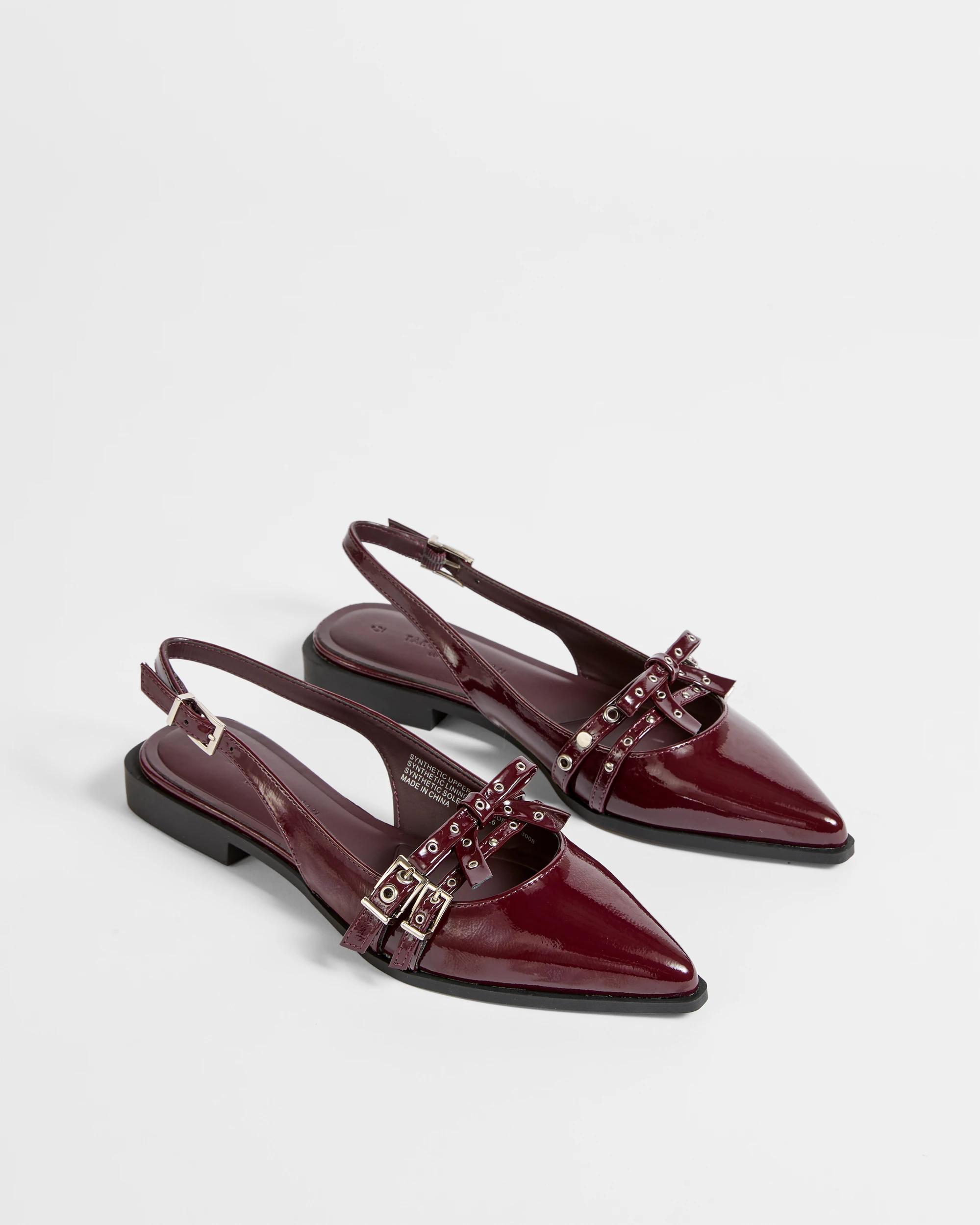 3 Target Woman Strap Studded Slingback Flat - Pinna BURGUNDY, 3 of 3