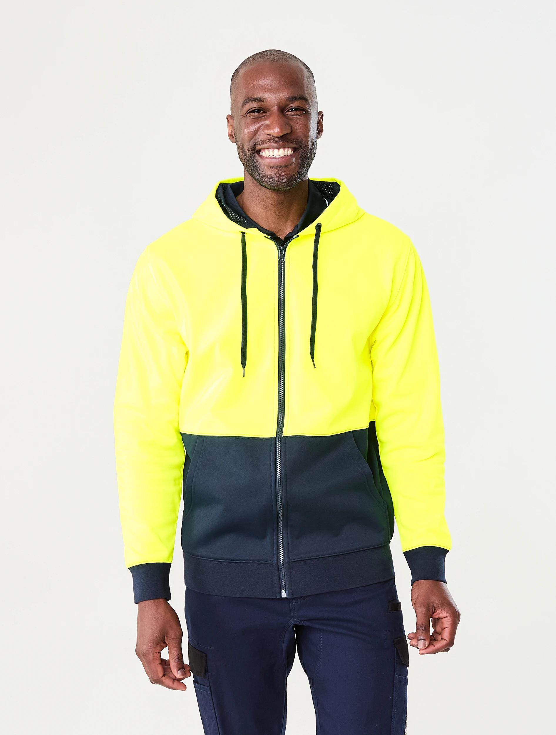 2 Workwear Hi-Visibility Zip Through Hoodie Yellow, 2 of 7