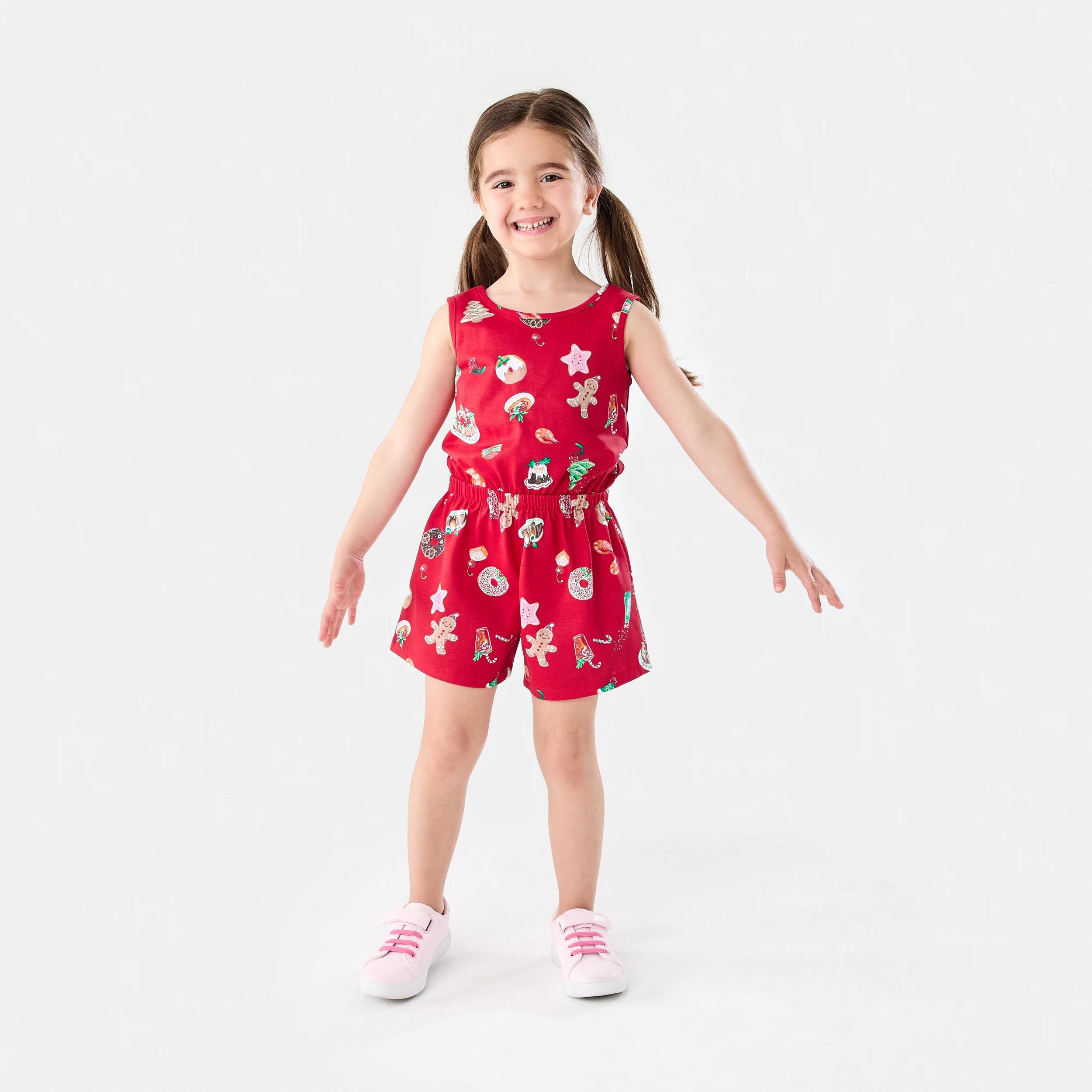 8 Christmas Print Family Matching Playsuit Red Food, 8 of 9
