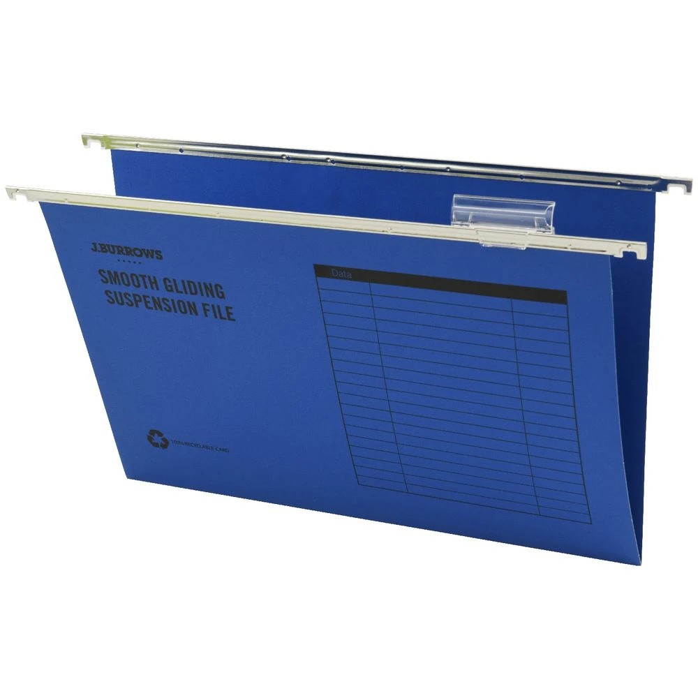 3 J.Burrows Foolscap Suspension Files Blue 10 Pack, 3 of 3