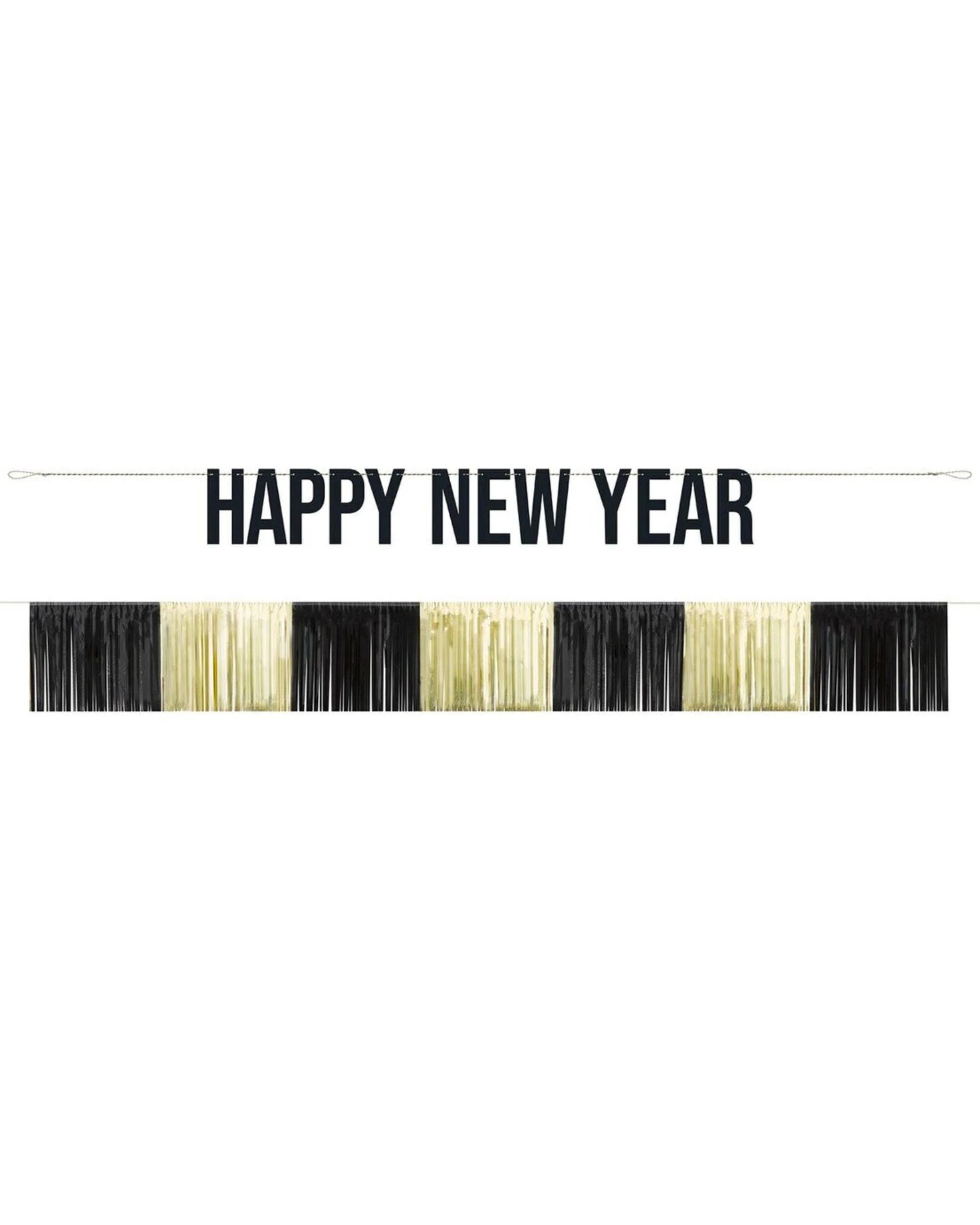 1 Meteor Happy New Year Black and Gold Banner Set - Gold, 1 of 2