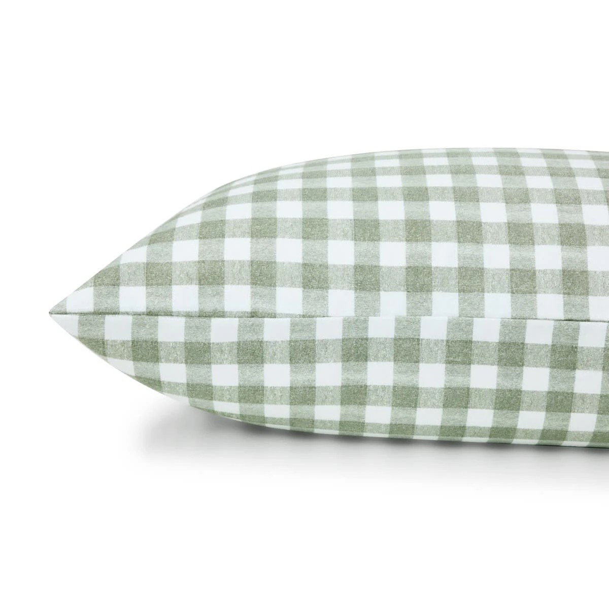 2 Gingham Cotton Flannelette Sheet Set - Single Bed, Green, 2 of 7