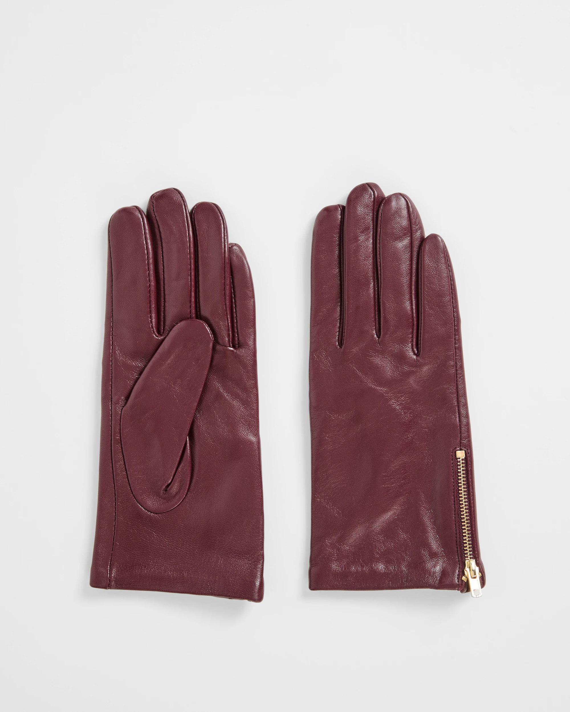 1 Target Woman Genuine Leather Gloves BURGUNDY, 1 of 1