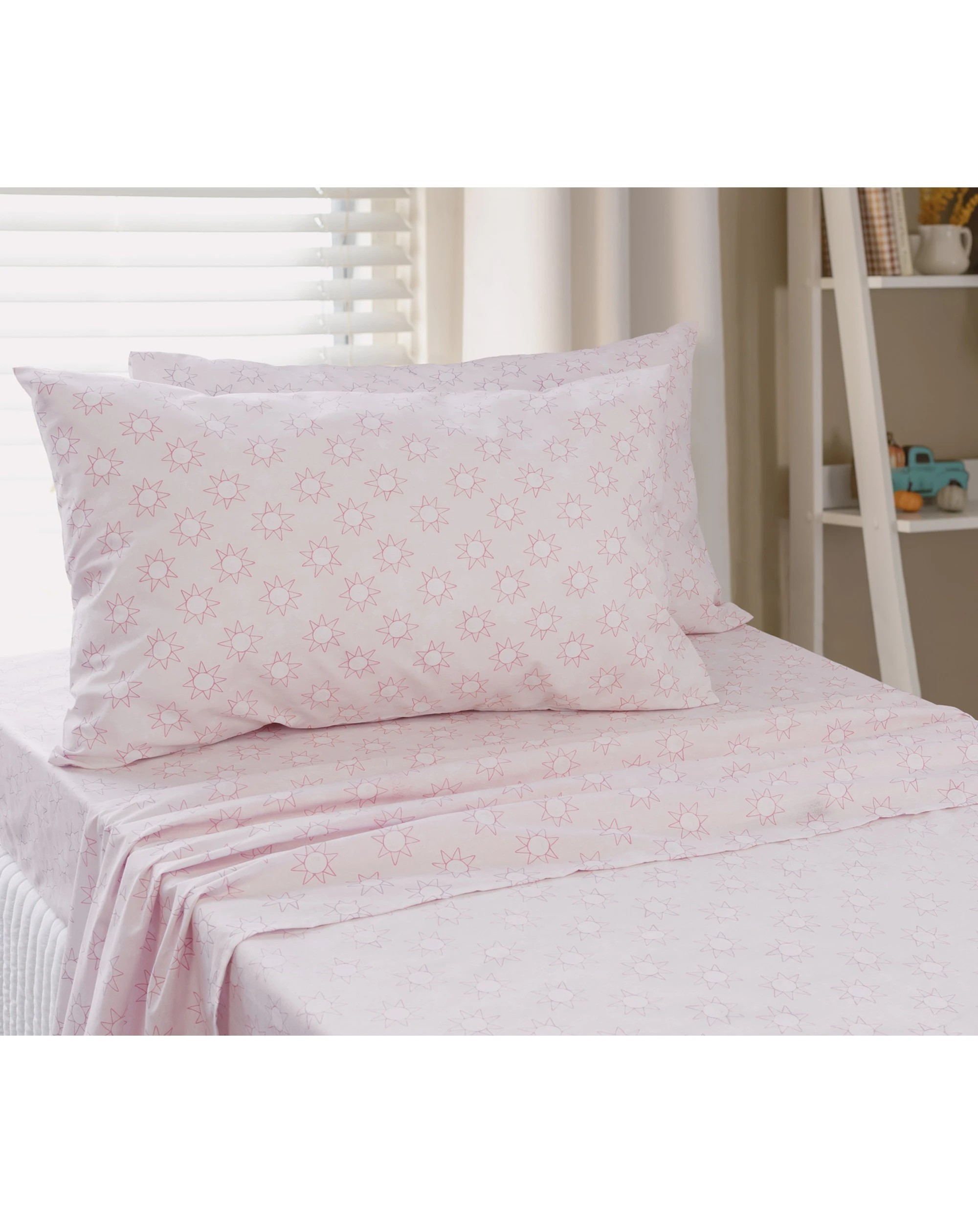 1 Jelly Bean Kids Suns Polyester Cotton Bedding Bed Sheet Set - Single Bed - Pink, 1 of 5
