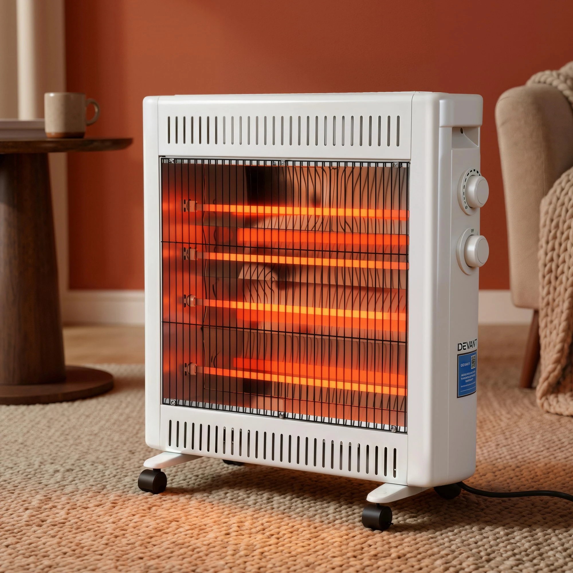 6 Devanti 2200W Infra Radiant Heater Portable Electric Space Heating - White, 6 of 6