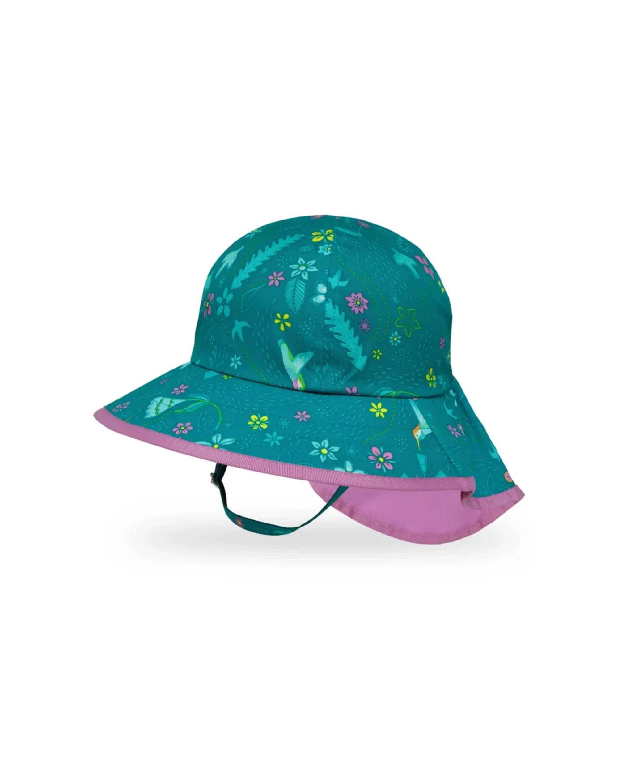 1 Sunday Afternoons Kids Play Hat Baby 6-24 Months UPF 50+ Protection Neck Veil Morning Birds - Green, 1 of 1