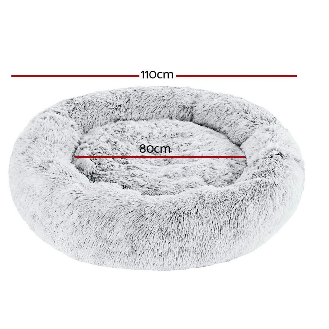2 i.Pet Pet Bed Dog Cat 110cm Calming Extra Large Soft Plush - Grey, 2 of 5