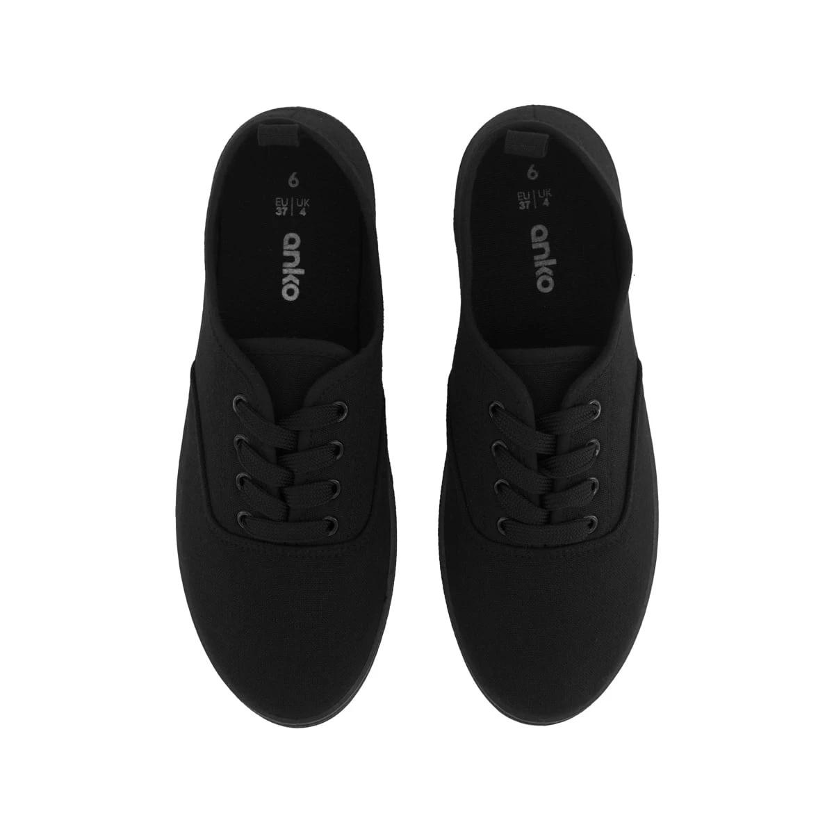 3 Basic Lace Up Canvas Shoes BLACK, 3 of 5