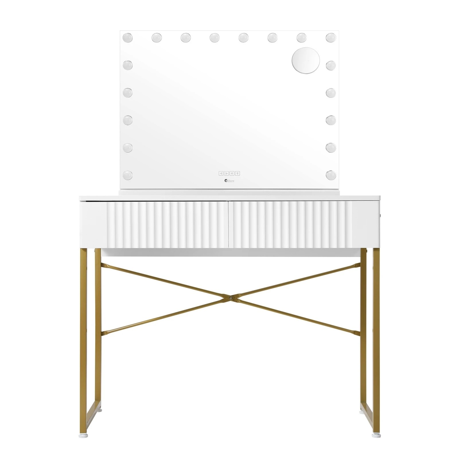 7 Oikiture Dressing Table Bluetooth Makeup Mirror 18 LED Light Vanity Mirror - White, 7 of 8
