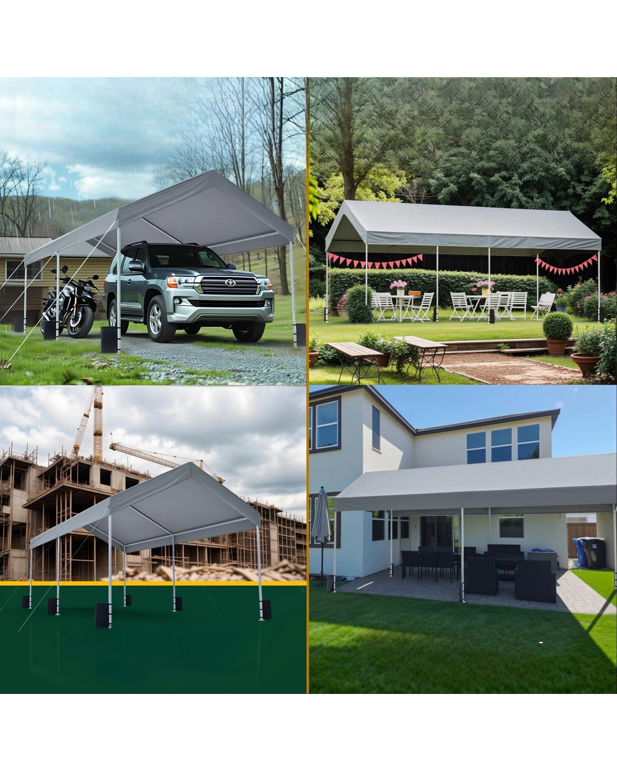 6 Advwin 3.68x6m Carport Canopy Portable Garage - Grey, 6 of 6
