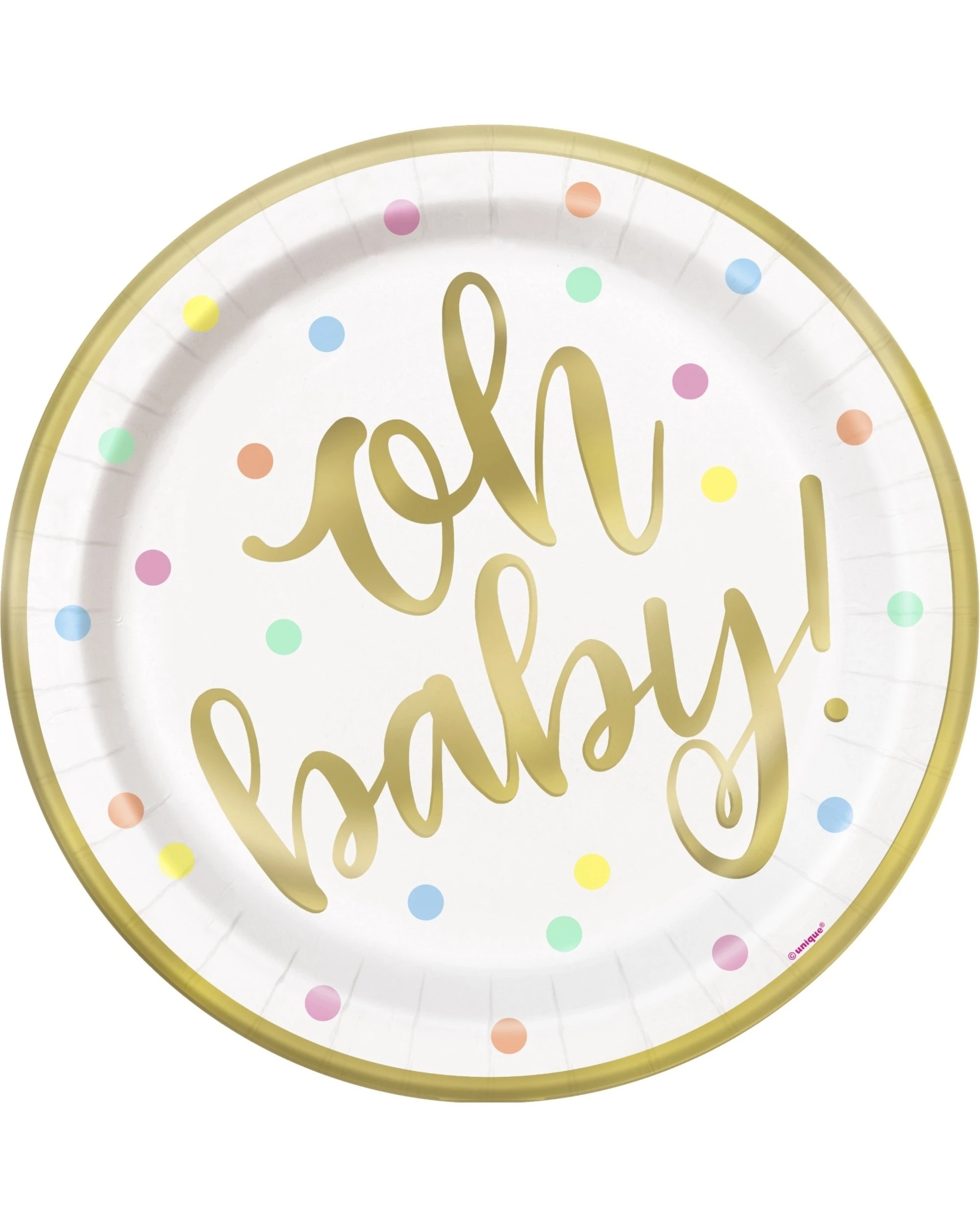 1 Unique Oh Baby Large Paper Plates Pack of 8 - Multi, 1 of 1