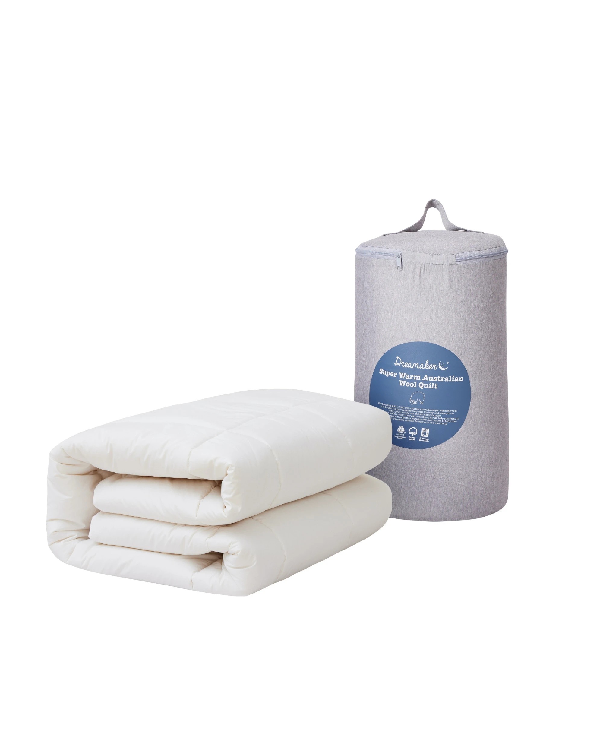 6 Dreamaker Super Warm 600gsm Australian Washable Wool Quilt - Super King Bed - White, 6 of 6
