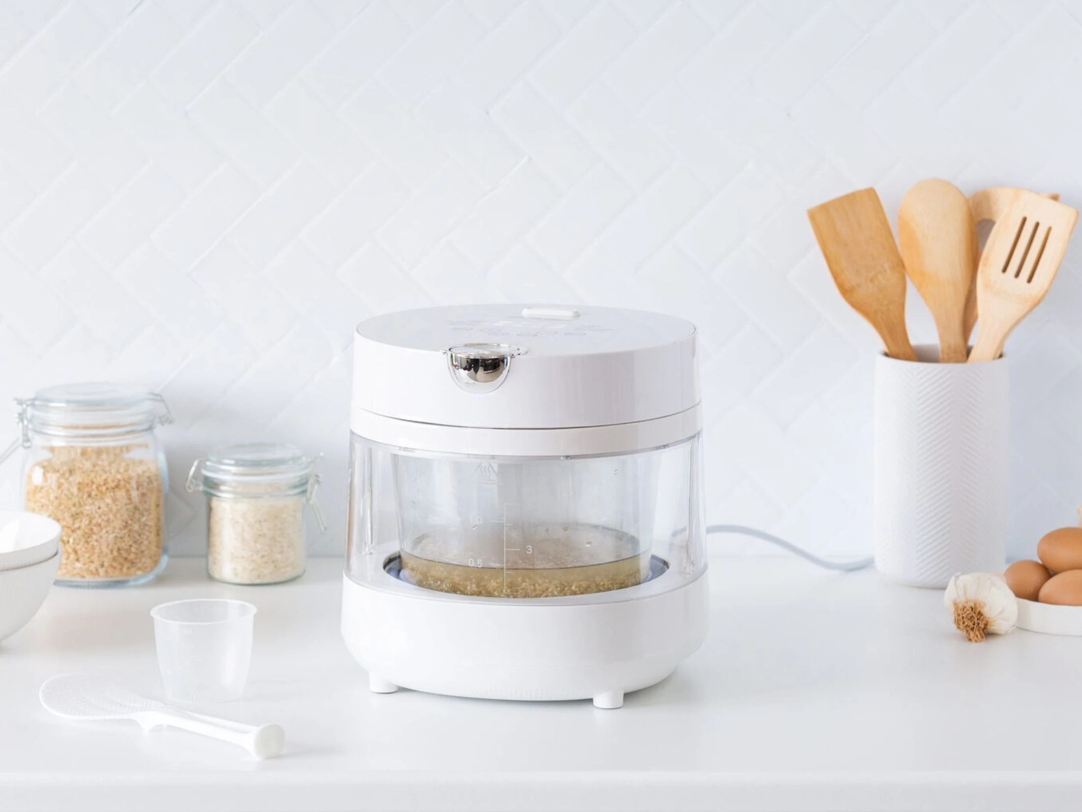 3 Healthy Choice PFAS Free 5 Cup Glass Rice Cooker, 600W with Low Sugar Basket, LED Display and 8 Smart Cooking Programs, 3 of 5