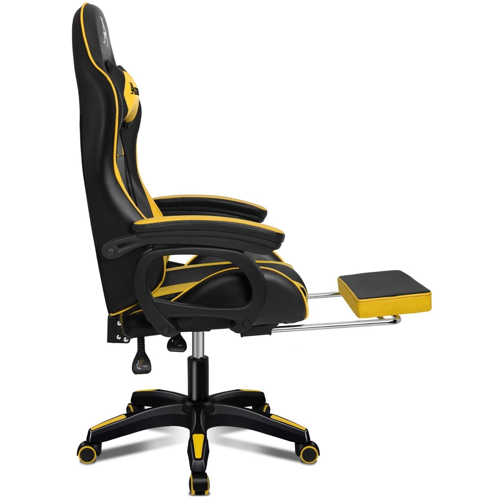 4 Alfordson Gaming Office Chair Massage Racing Computer Seat Footrest Leather - Yellow, 4 of 10