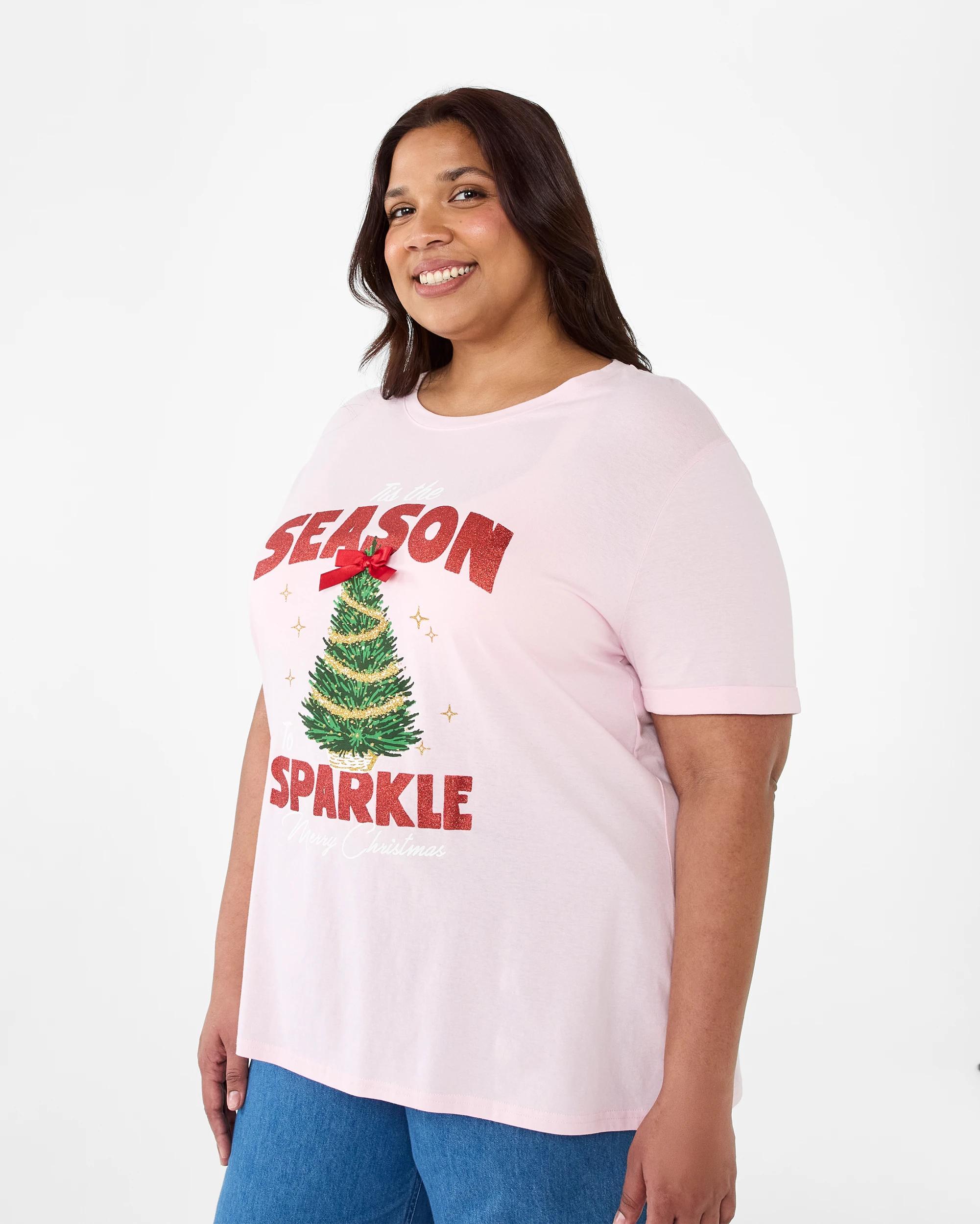 2 Curve Short Sleeve Christmas T-shirt Sparkle, 2 of 7