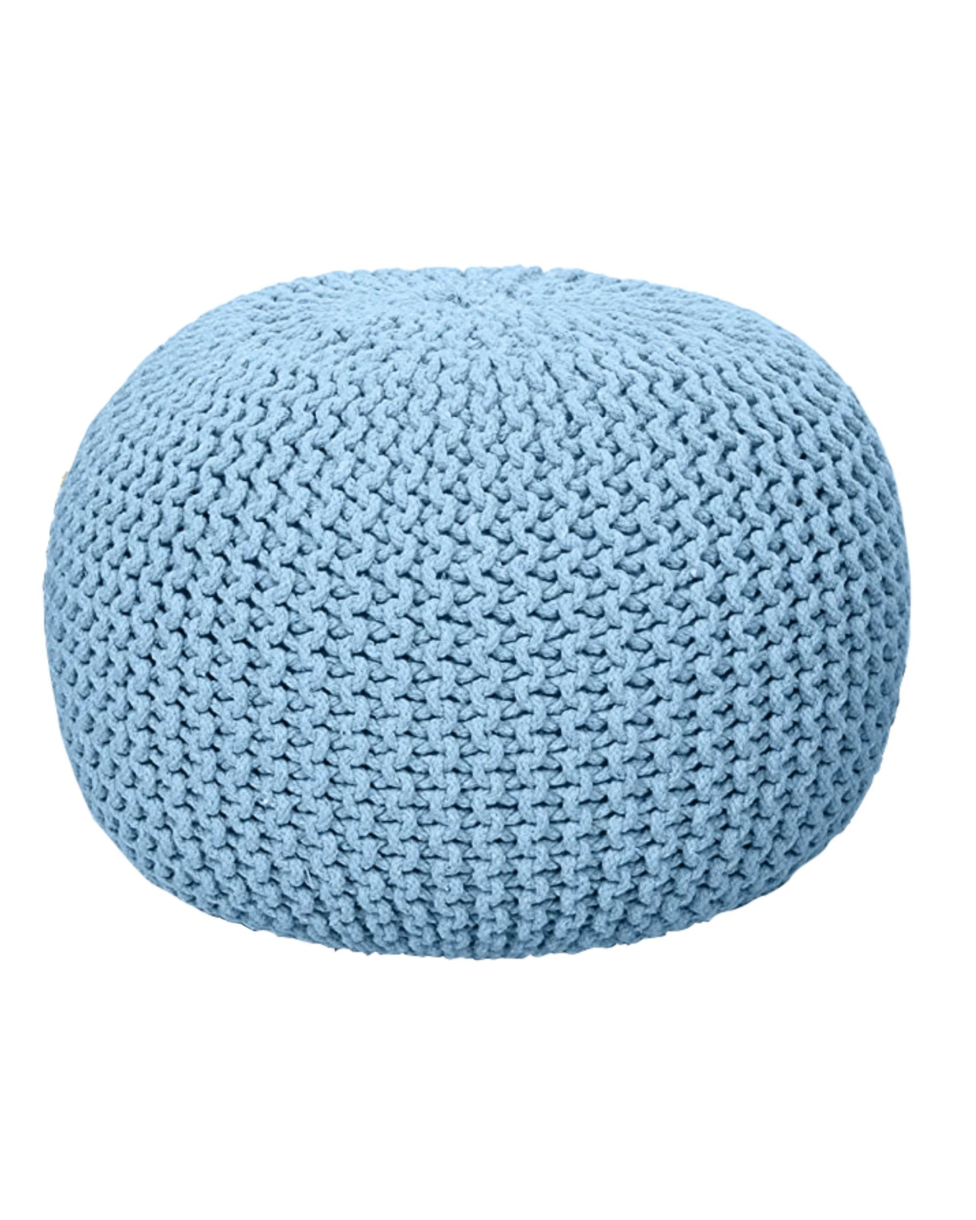 1 La Grace Home Braided Ottoman Pouffe - Blue, 1 of 1