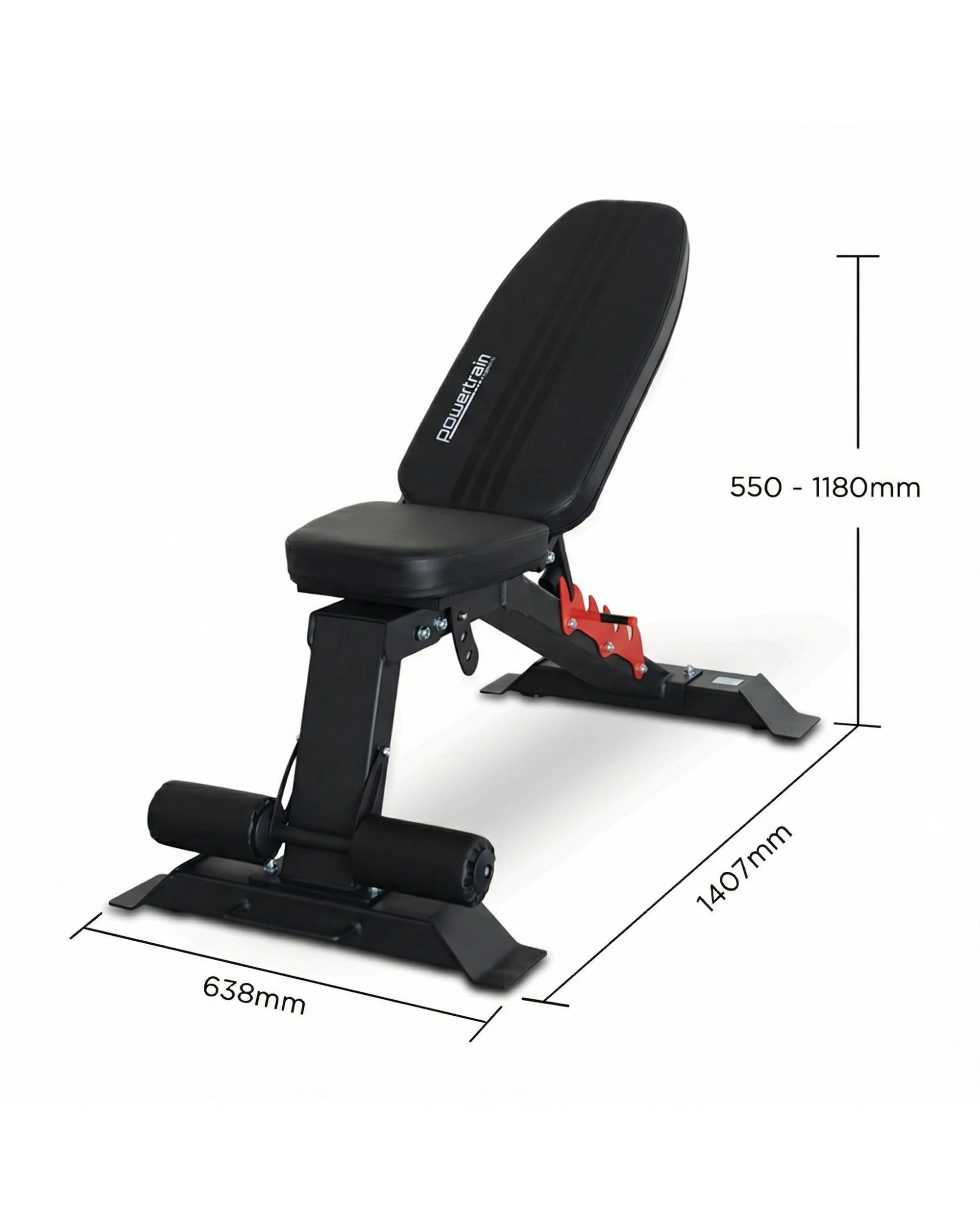 5 Powertrain 80KG Adjustable Dumbbell Set with Heavy Duty FID Bench - Black, 5 of 9