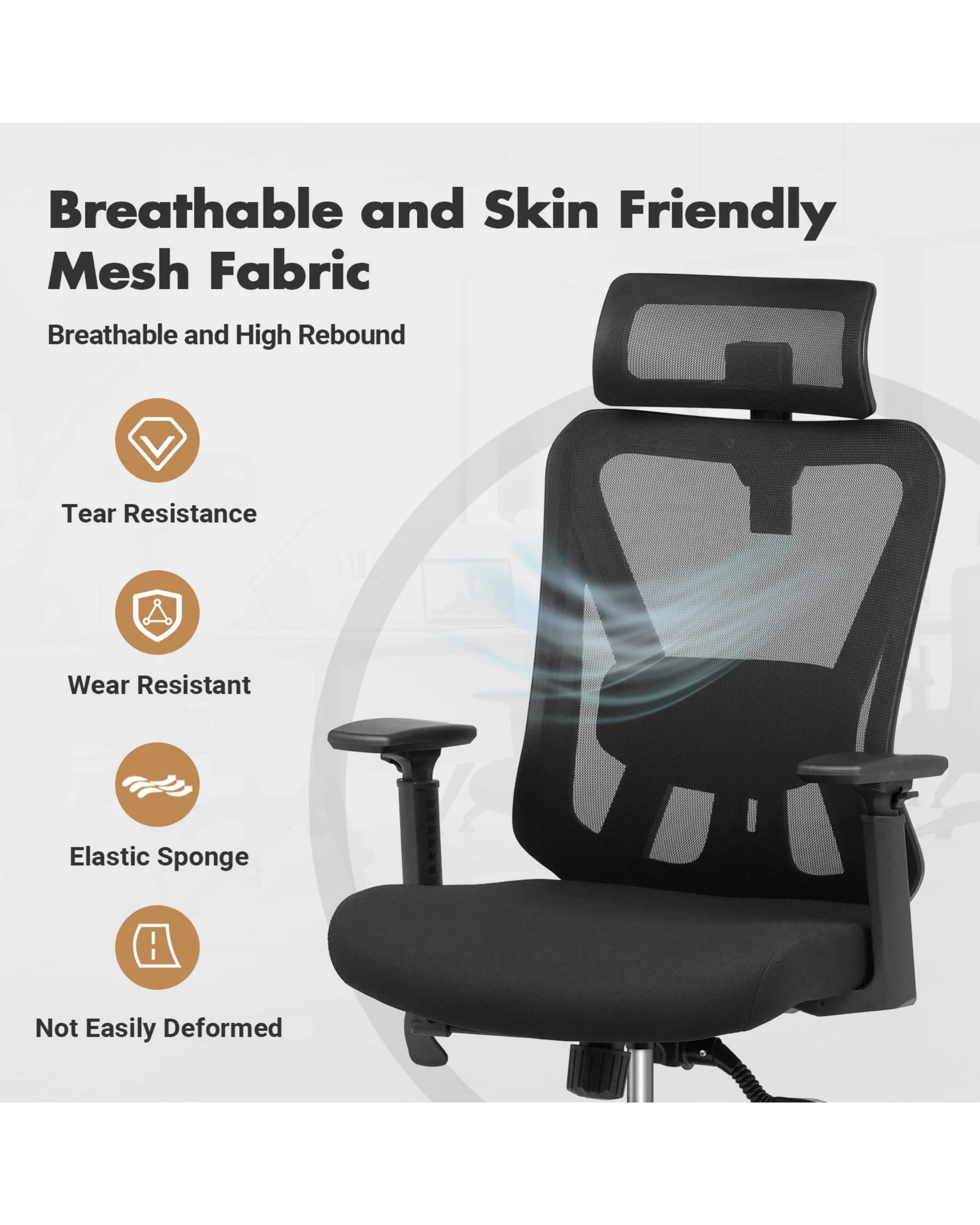 9 Advwin Ergonomic Office Chair Mesh High Back Desk Chair Black, 9 of 9
