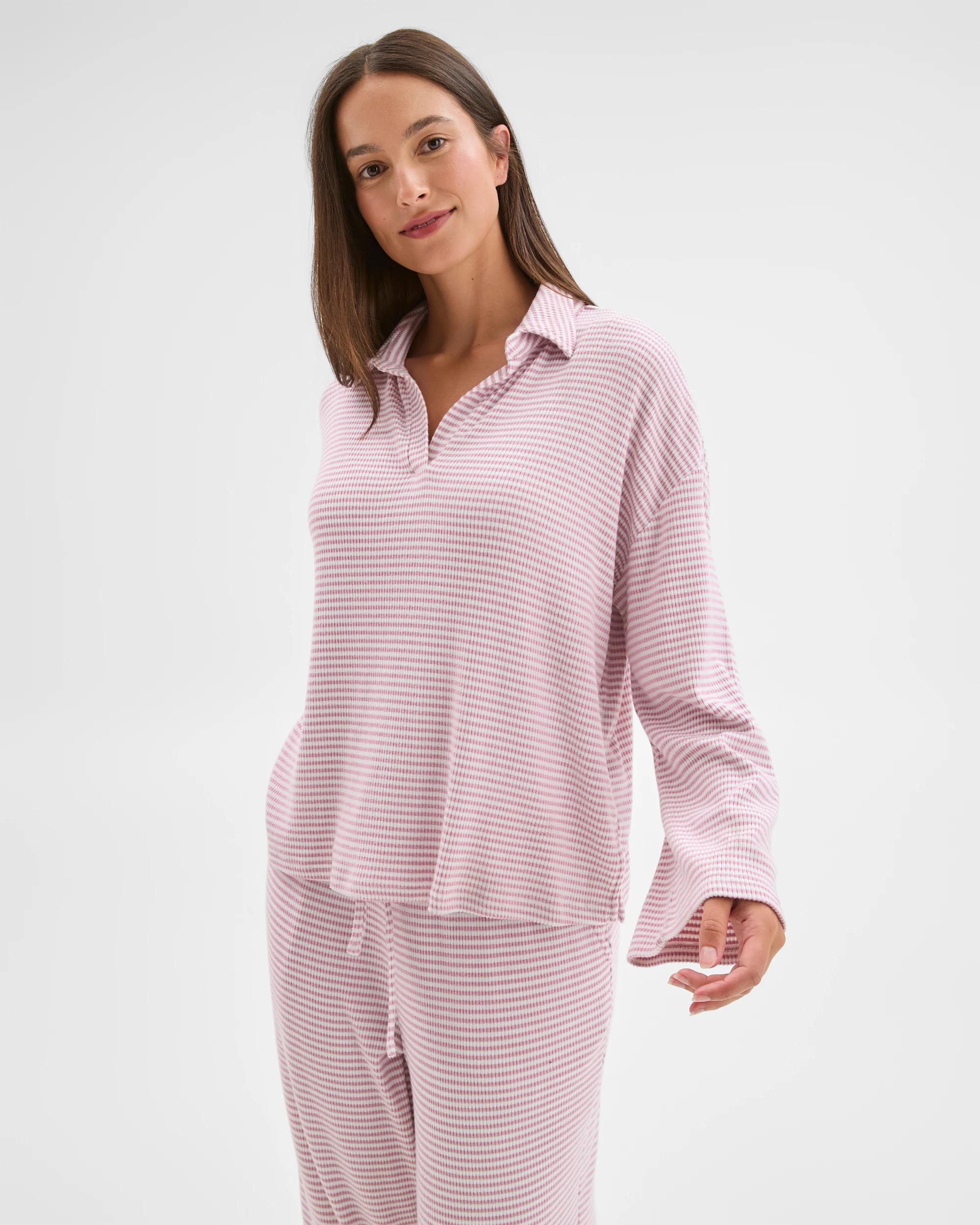 2 Target Woman Cosy Rib Notch Collar Top PINK, 2 of 5