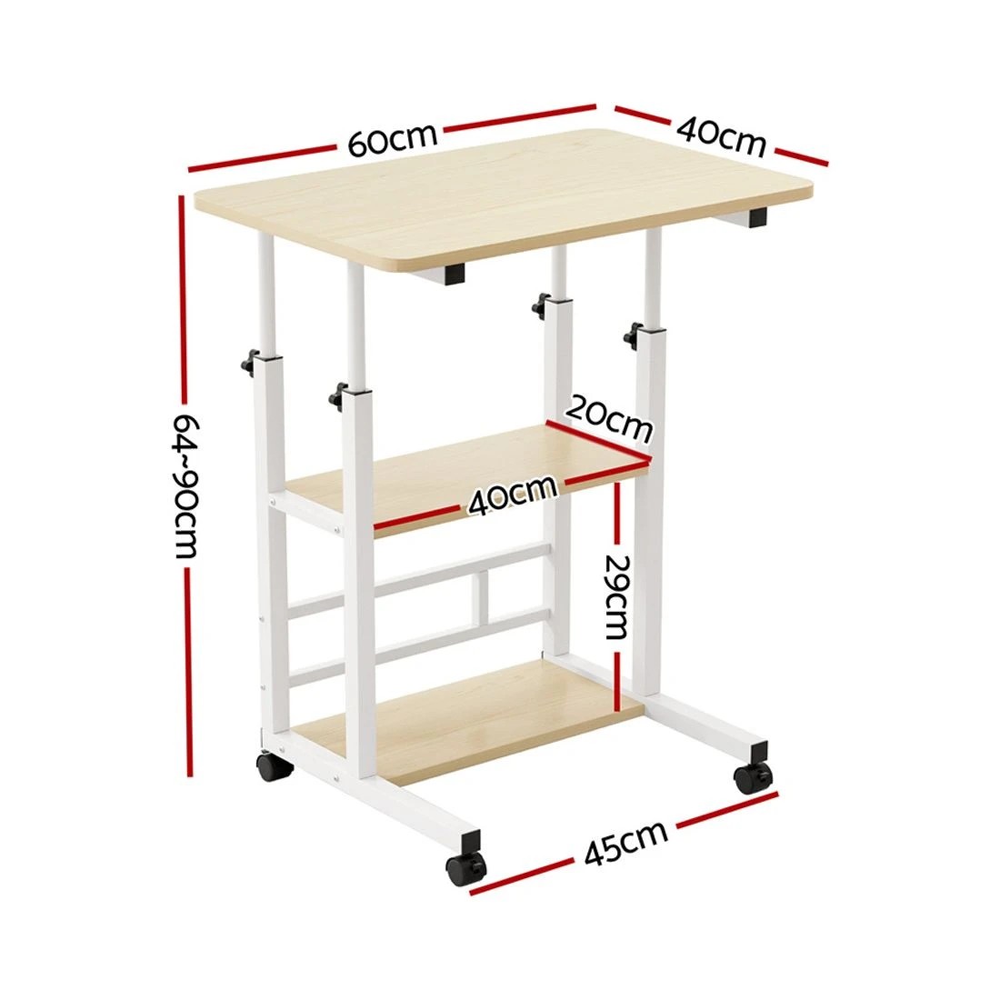 2 Artiss Laptop Desk Height Adjustable Mobile Workstation Computer Desks 60CM - White, 2 of 7