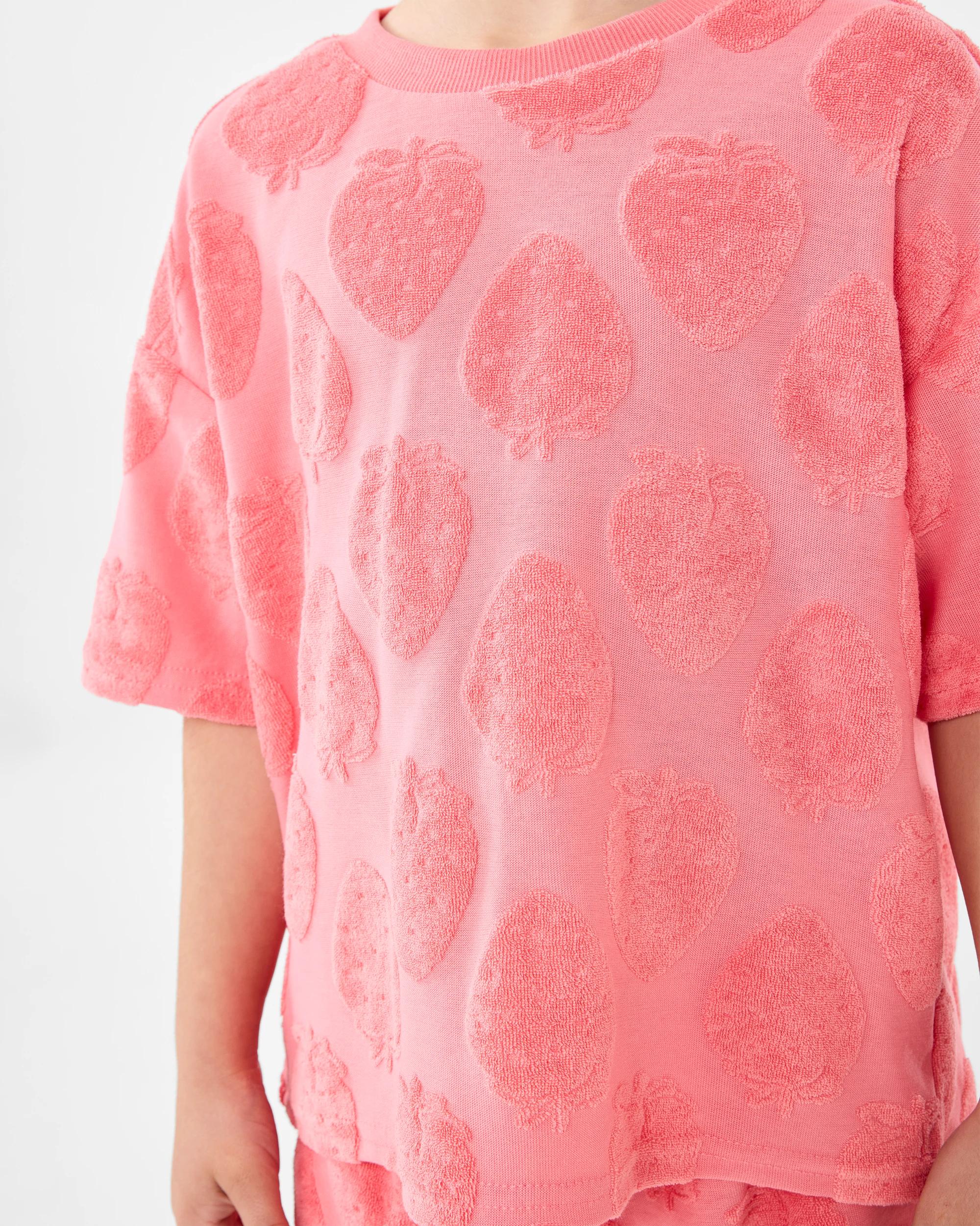 4 Oversized Terry T-shirt Org Berry, 4 of 6