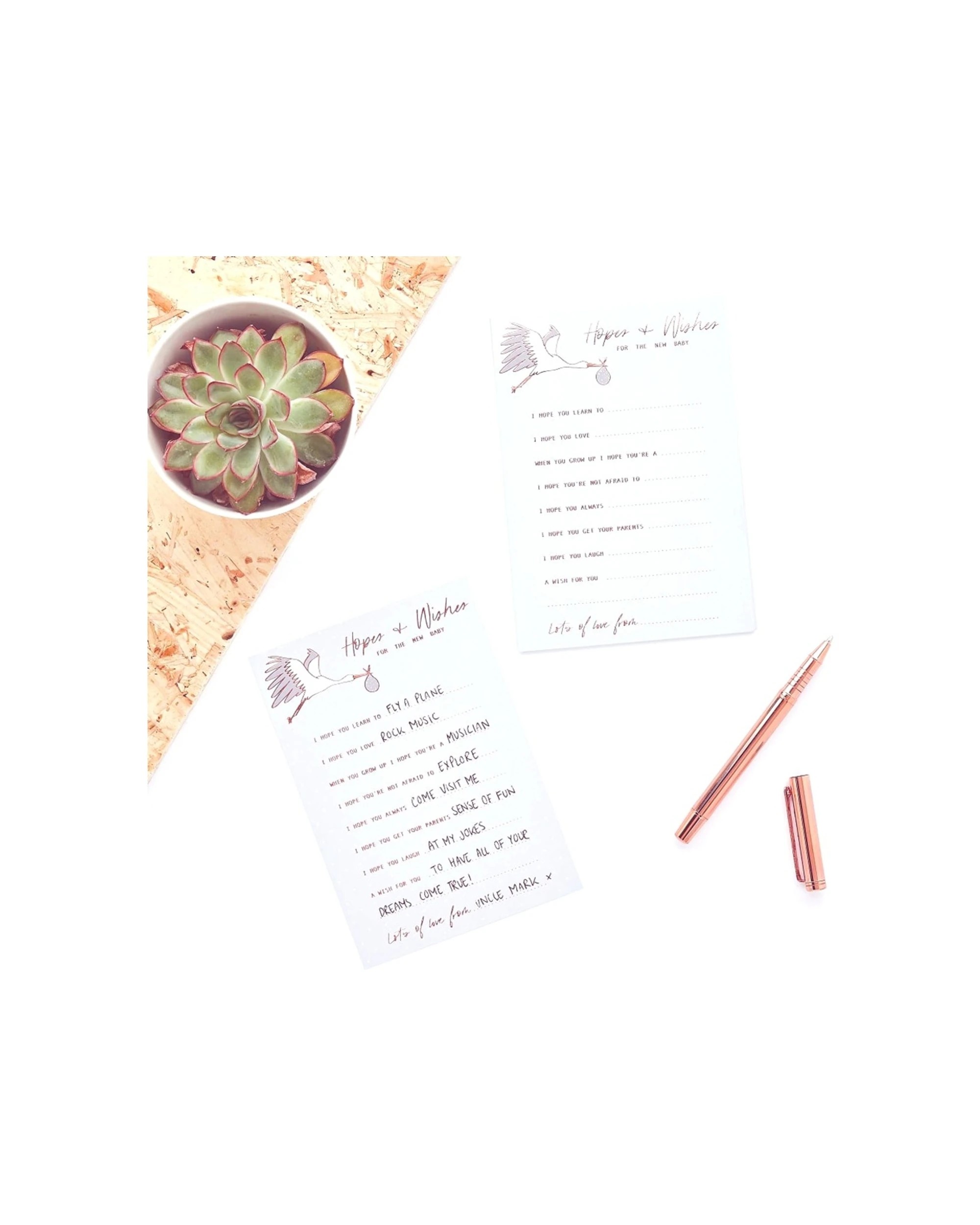 2 Anagram Hello Little One Hopes & Wishes Baby Shower Notes Set Stork Design - Multi, 2 of 2