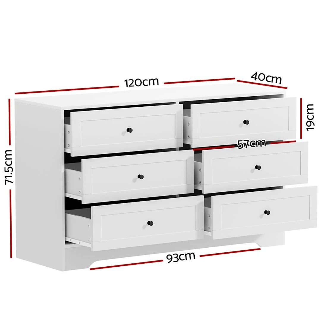 4 Artiss 6 Chest of Drawers Tallboy Cabinet - LEIF - White, 4 of 8