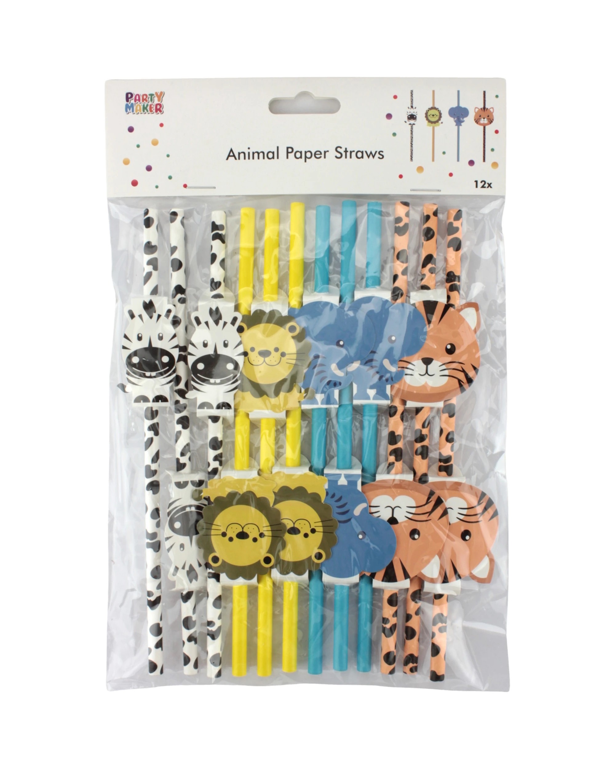 2 Party Maker Jungle Animal Paper Straws Pack of 12 - Multi, 2 of 2