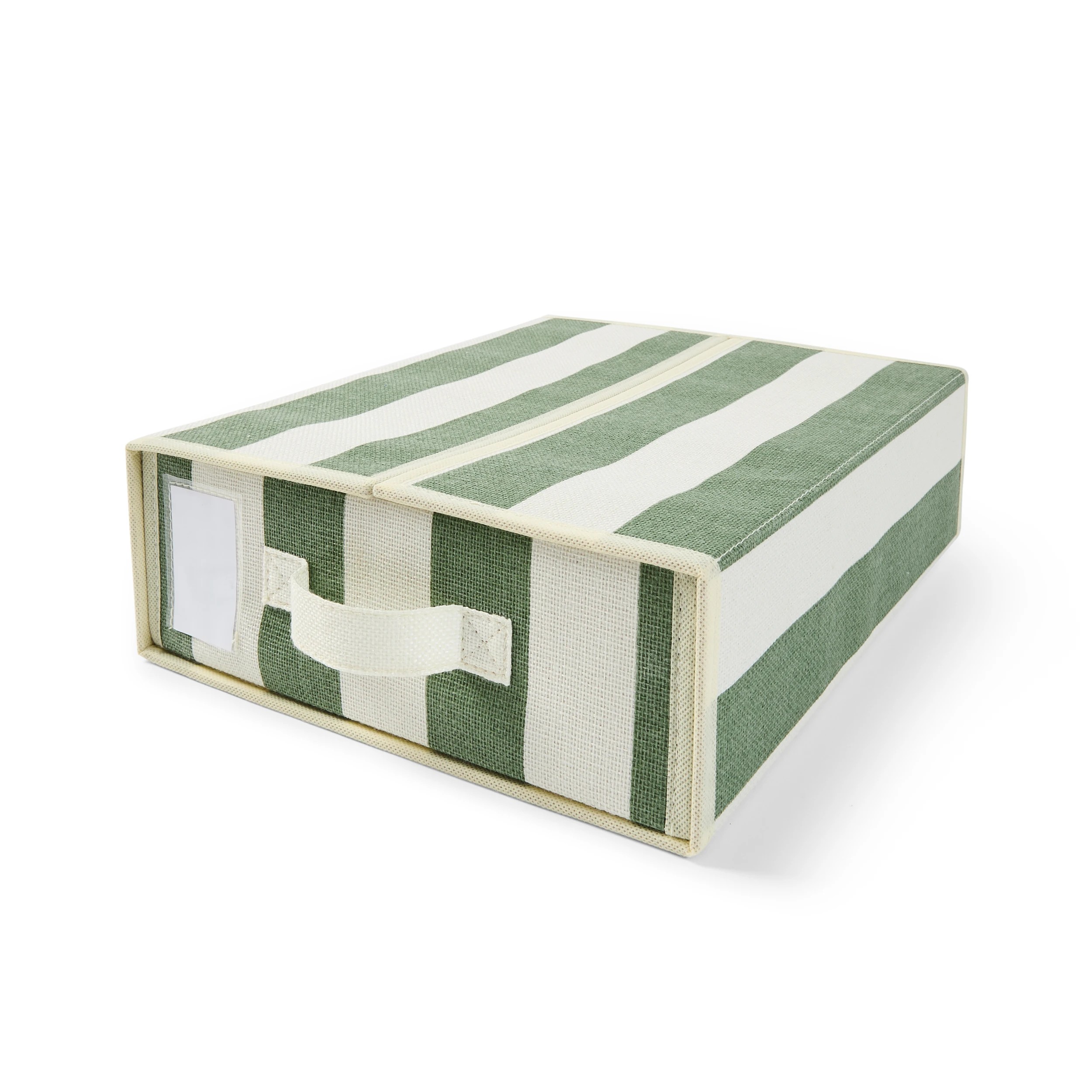 2 Linen Look Bed Linen Box - Green Stripe, 2 of 10