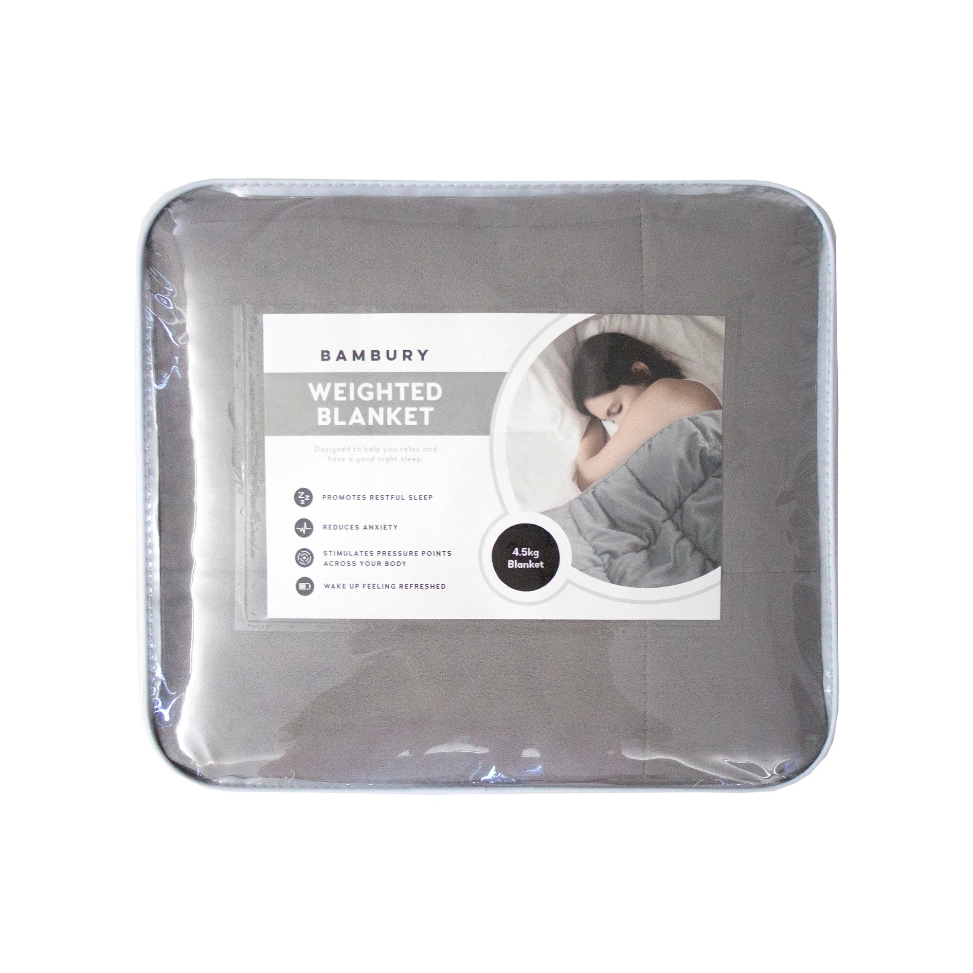 3 Bambury Weighted Blanket Soft Velour 140 x 210cm 6.8kg - Single Bed - Grey, 3 of 4