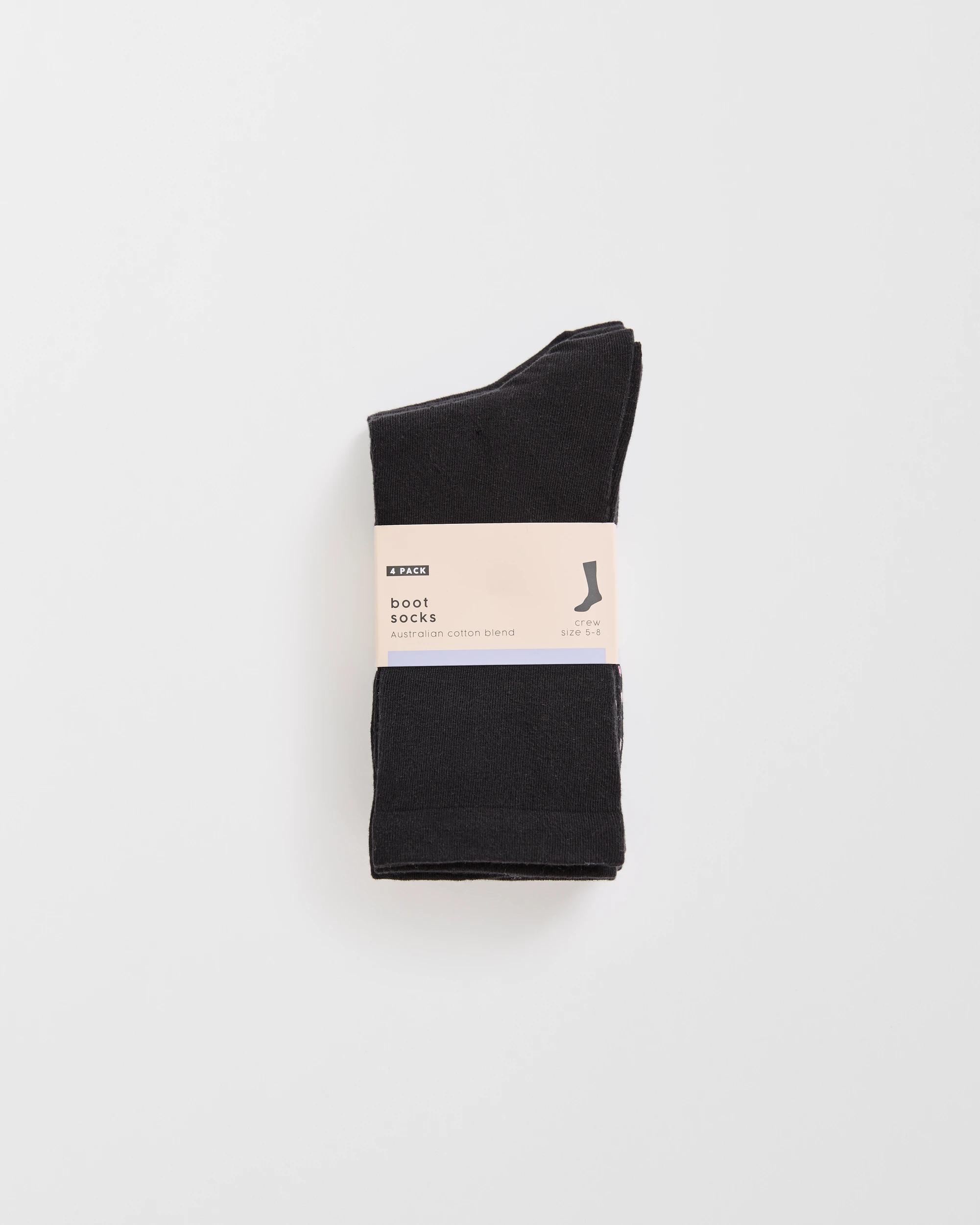 3 Target Woman Australian Cotton Blend 4 Pack Sole Design Crew Socks BLACK, 3 of 3