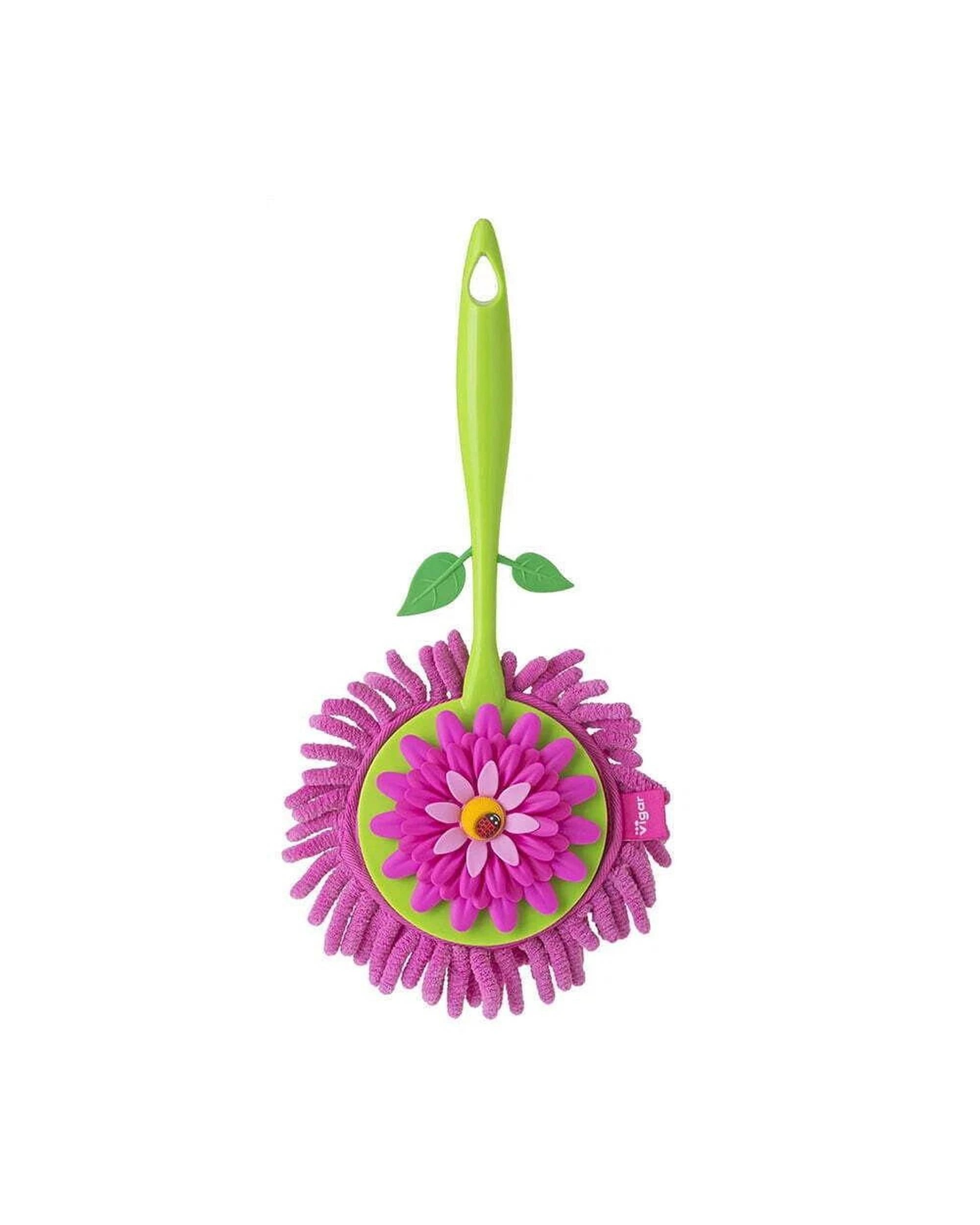 1 Vigar Flower Power Round Microfibre Duster Pink - Multi, 1 of 3